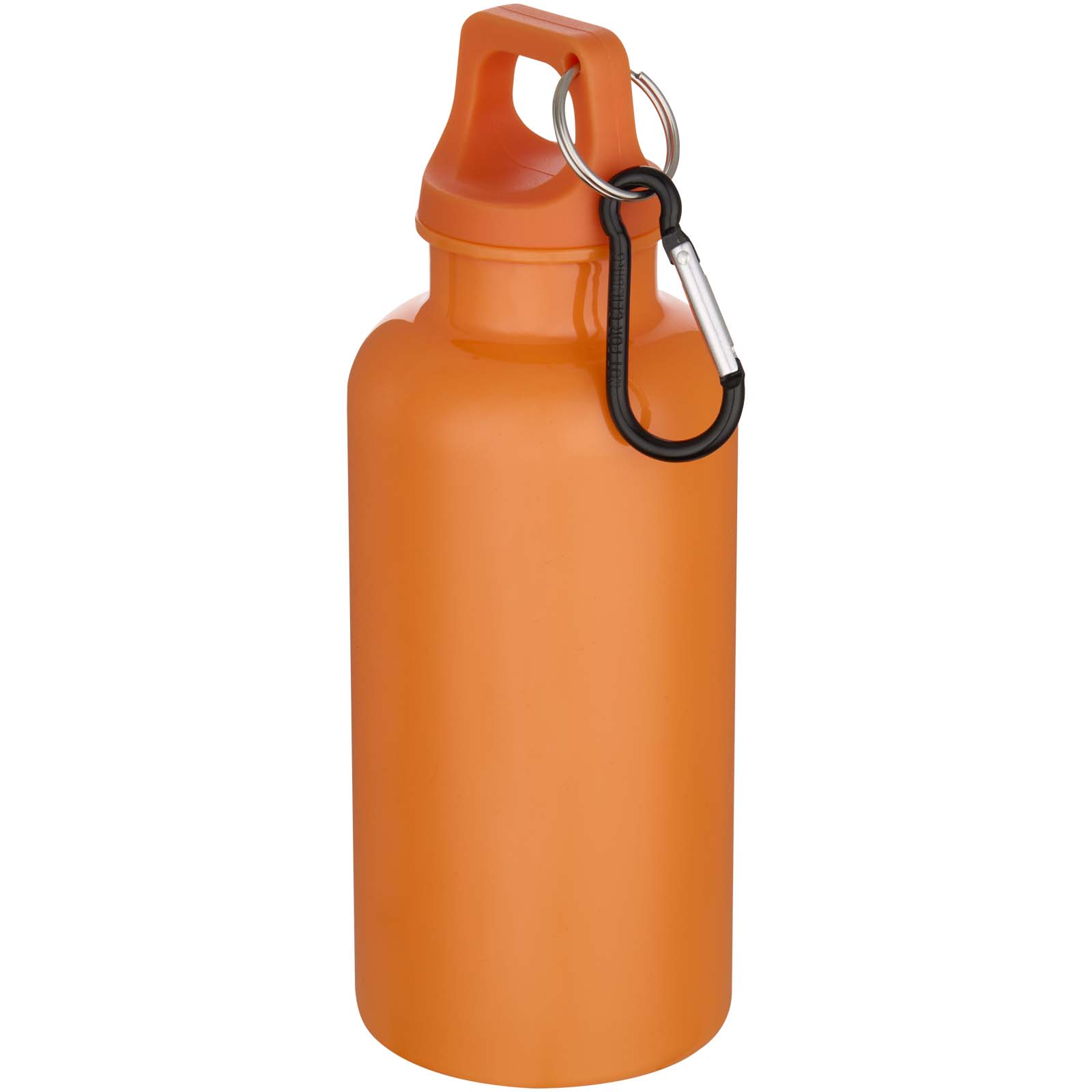 Oregon 400 ml einfarbige RS-zertifizierte Trinkflasche aus recyceltem Kunststoff mit Karabinerhaken orange