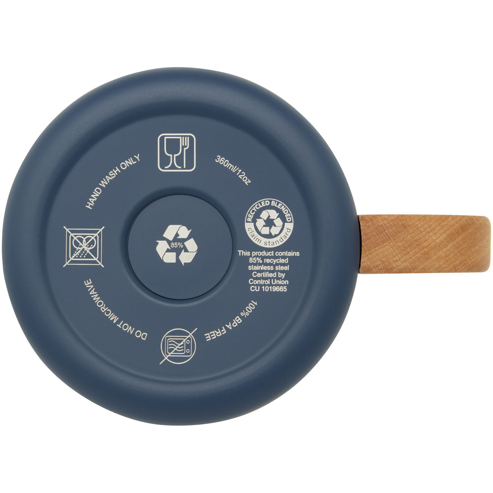 Bjorn RCS-zertifizierter Becher aus recyceltem Edelstahl mit Kupfer-Vakuumisolierung, 360 ml dunkelblau