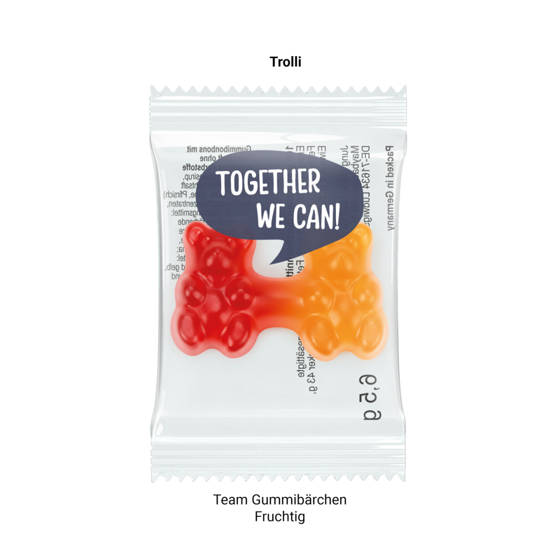 Werbekarte Visitenkartenformat, Team Gummibärchen, Standardgestaltung