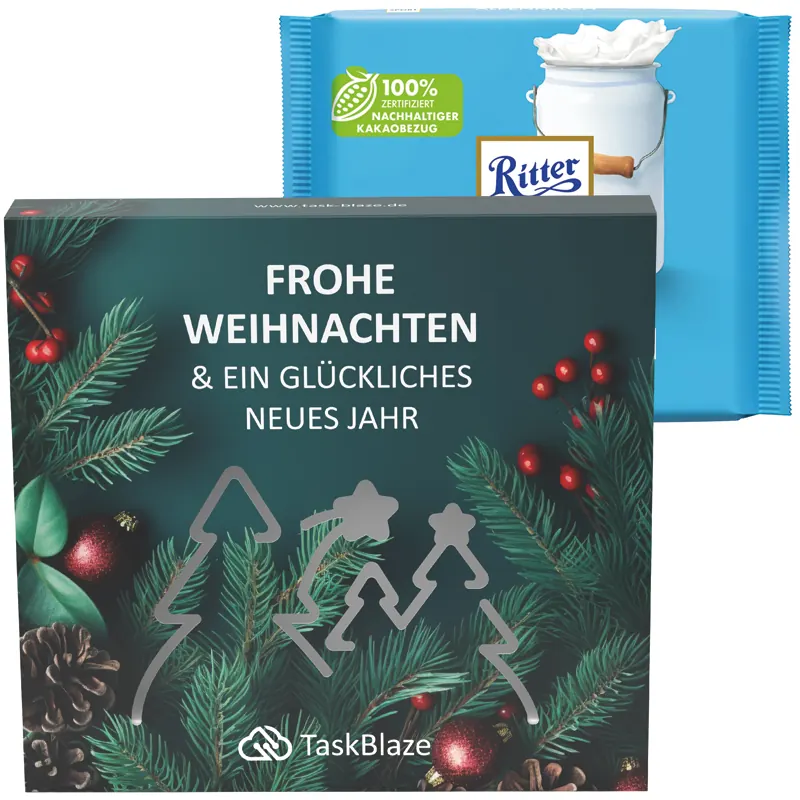 Präsentbox Premium, Wald-Stanzung, Ritter SPORT Alpenmilch Schokolade