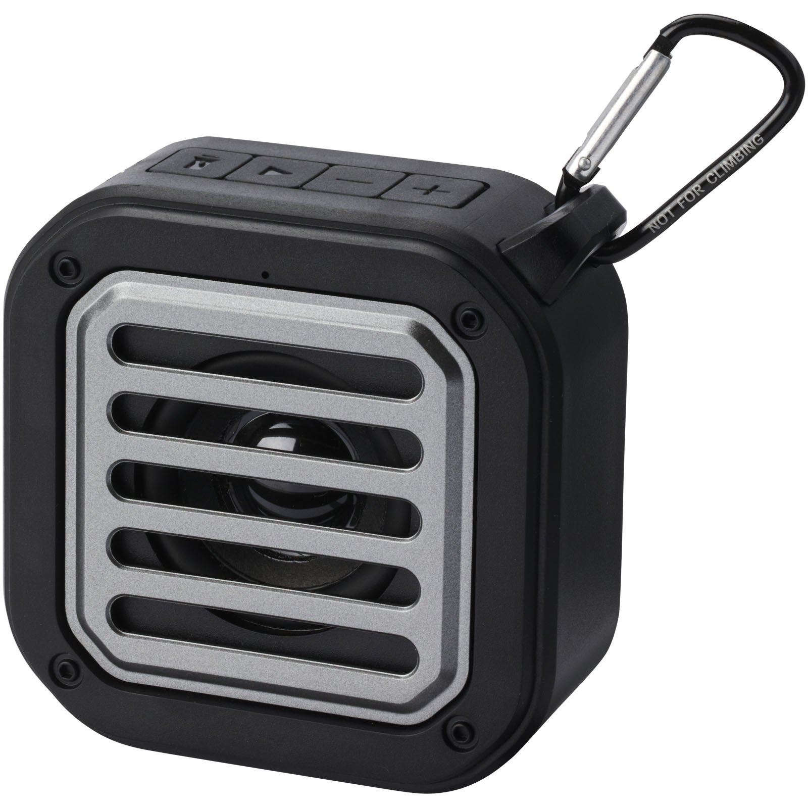 Solo 3W IPX5 Solar Bluetooth®-Lautsprecher aus recyceltem RCS Kunststoff mit Karabinerhaken schwarz