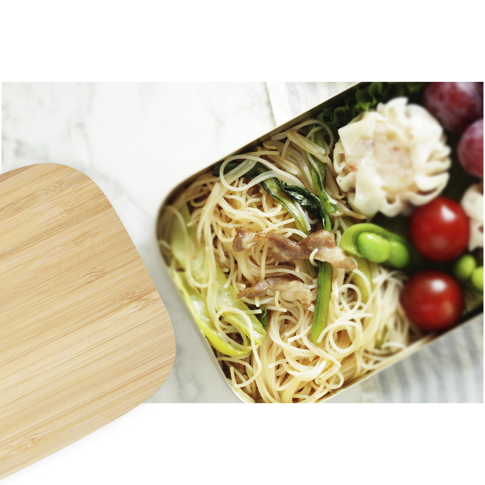 Tite 700 ml Lunchbox aus Edelstahl mit Bambusdeckel natural, silber