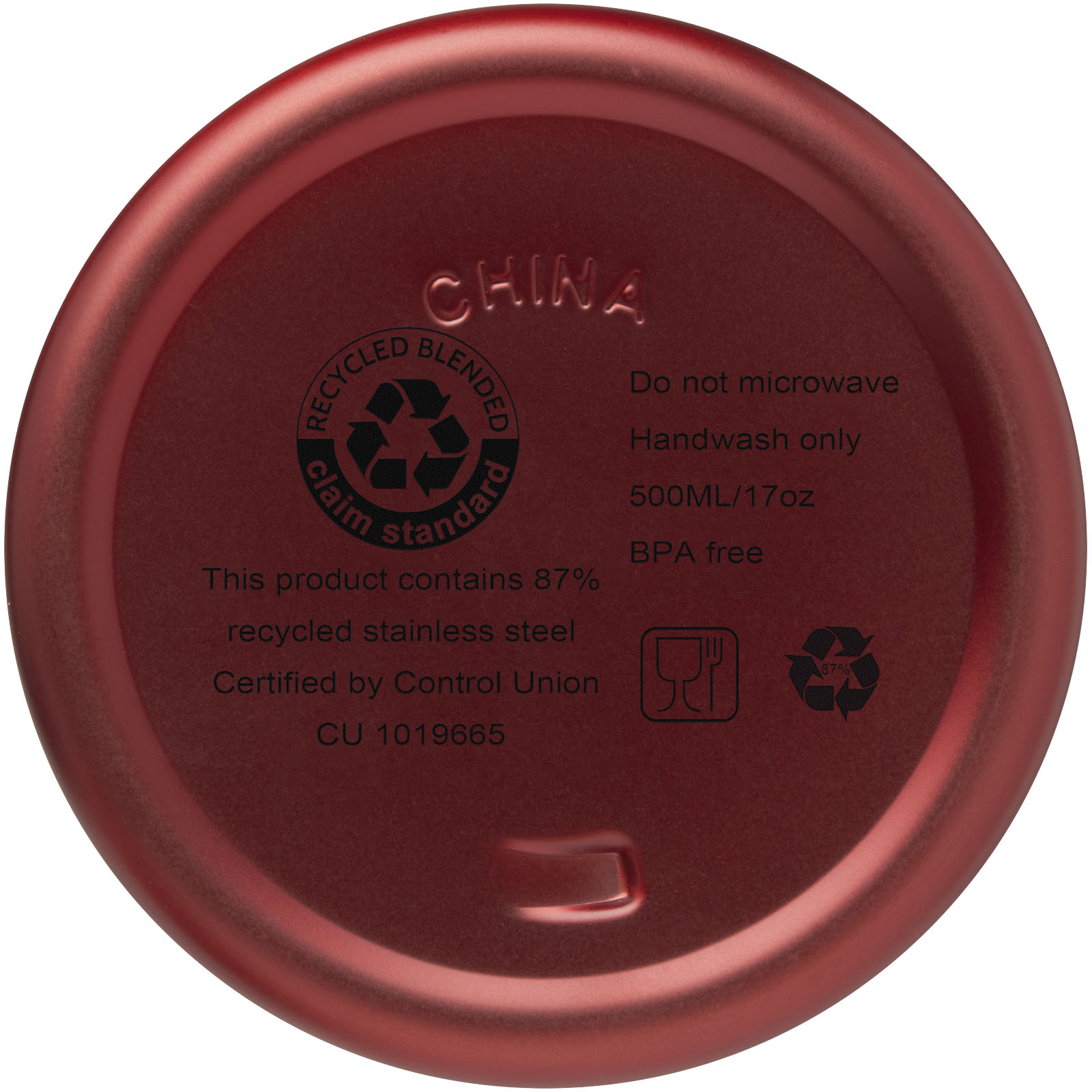 Vasa RCS-zertifizierte Kupfer-Vakuum Isolierflasche aus recyceltem Edelstahl, 500 ml rot