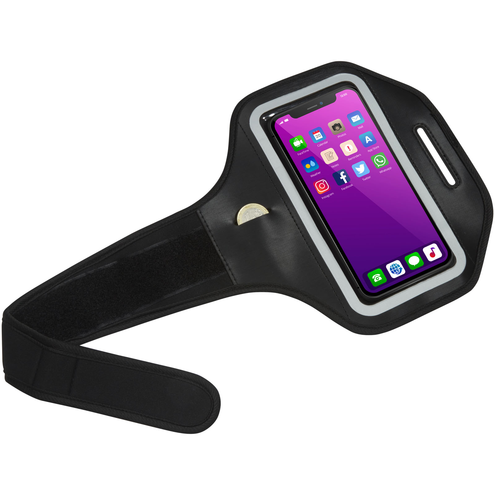 Haile reflektierendes Smartphone Armband mit transparenter Abdeckung schwarz