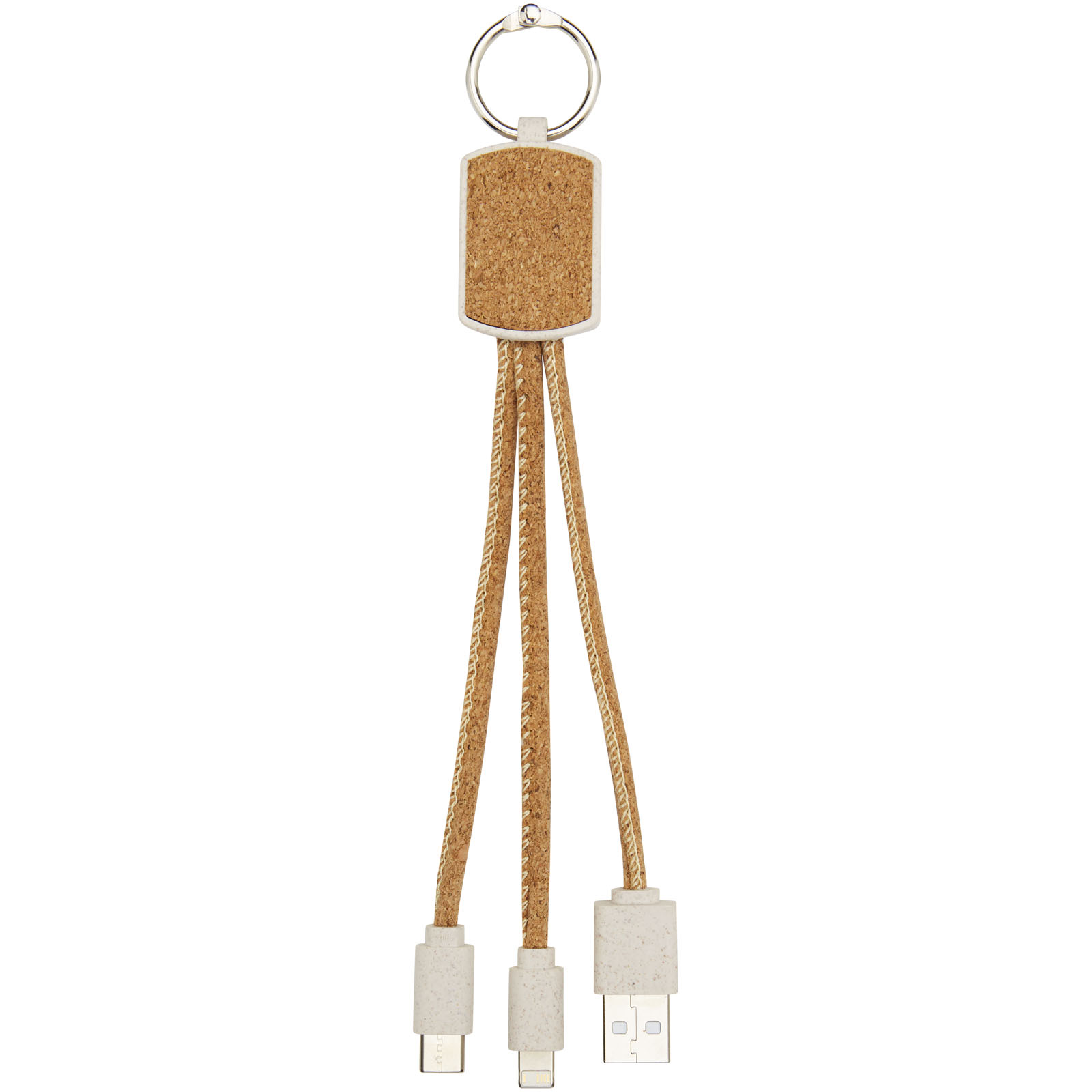 Bates Weizenstroh und Kork 3-in-1 Ladekabel natur
