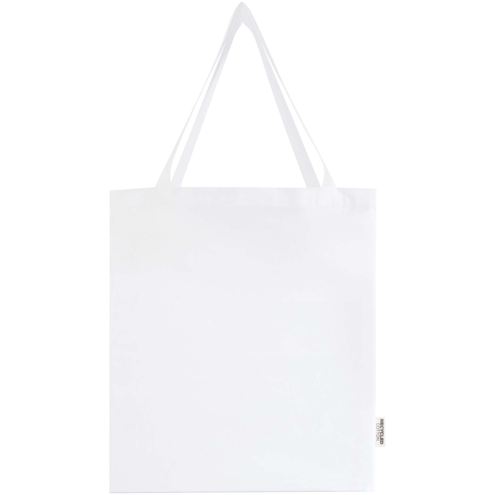 Madras 140 g/m² Baumwoll Tragetasche mit Seitenfalten aus GRS recycelter Baumwolle 12L weiss