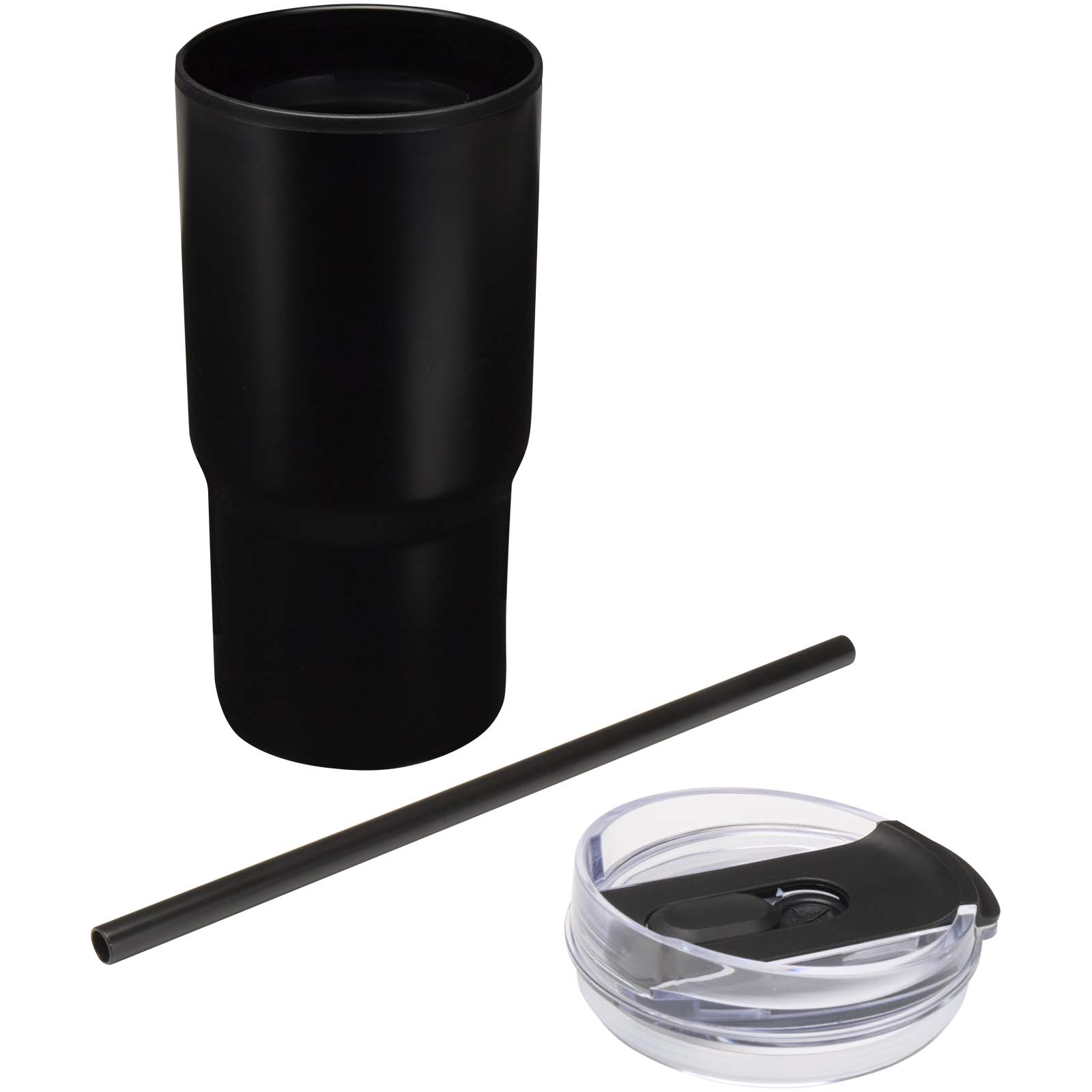 Westin 540 ml RCS Becher aus recyceltem Material, doppelwandig isoliert, mit Trinkhalm schwarz