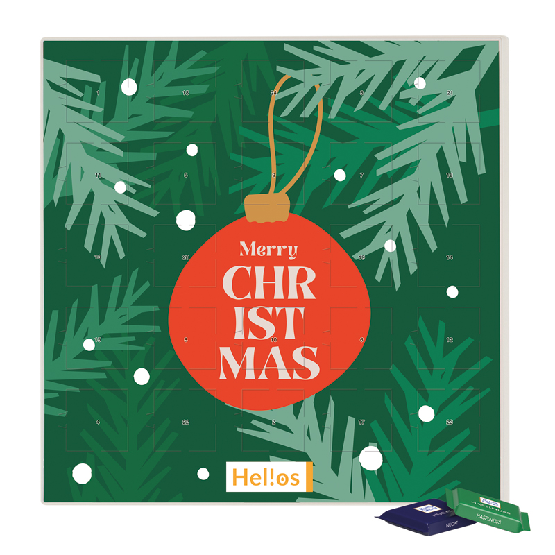 Adventskalender quadratisch, Blister kompostierbar, Ritter SPORT Schokowürfel