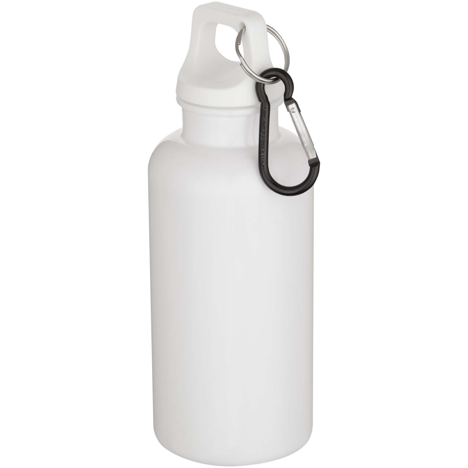 Oregon 400 ml einfarbige RS-zertifizierte Trinkflasche aus recyceltem Kunststoff mit Karabinerhaken weiss