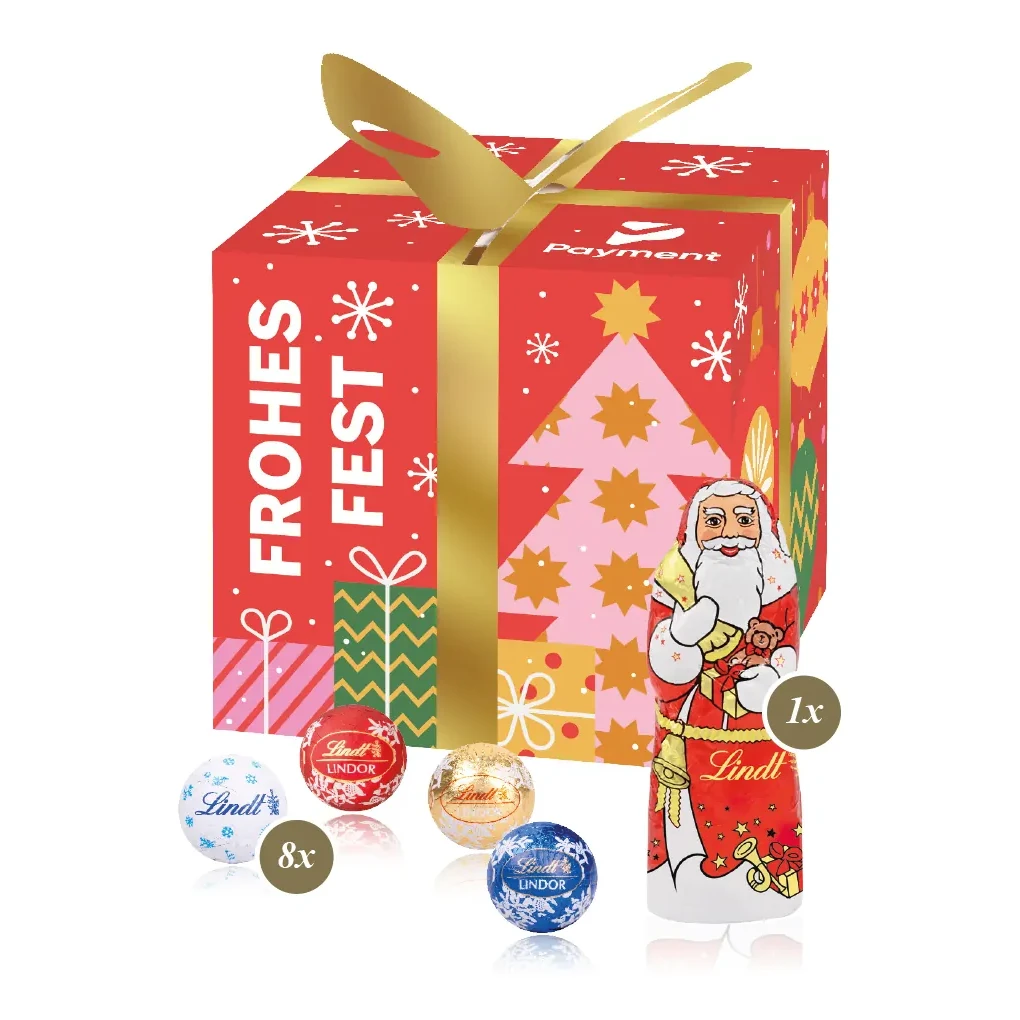 Präsent "Feine Bescherung" mit Lindt Minis und Nikolaus