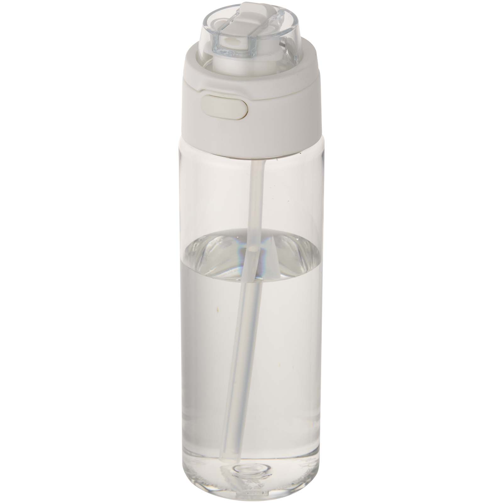 Theron 700 ml RCS Trinkflasche aus recyceltem Kunststoff mit Multifunktionsdeckel und Klappstrohhalm transparent klar