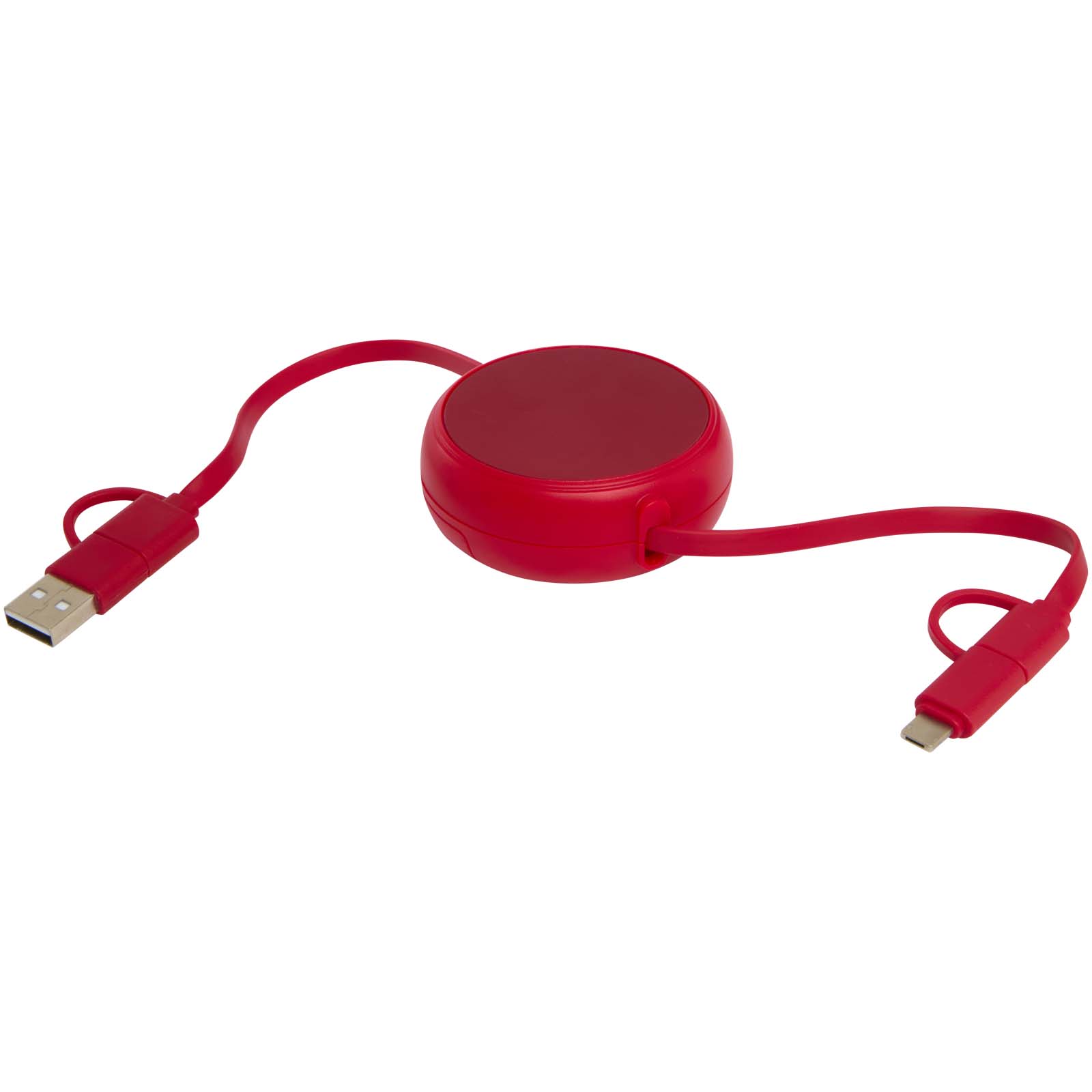 Alasia 100 cm 5-in-1 Kabel aus recyceltem Kunststoff und Aluminium, einziehbar, für Datenübertragung und mit 45W Schnellladun rot