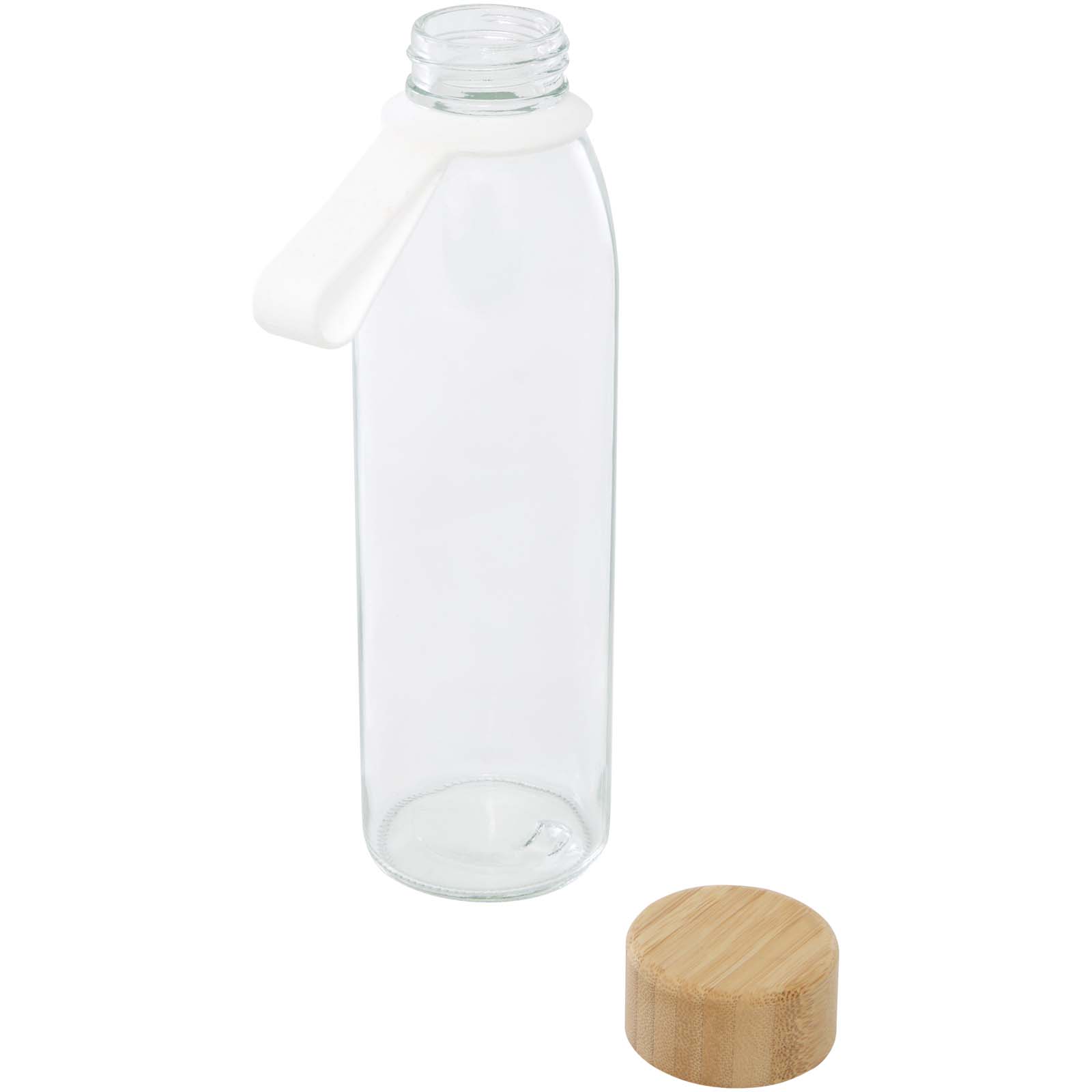 Porto 500 ml Glas-Flasche mit Silikongriff und Bambusdeckel transparent klar