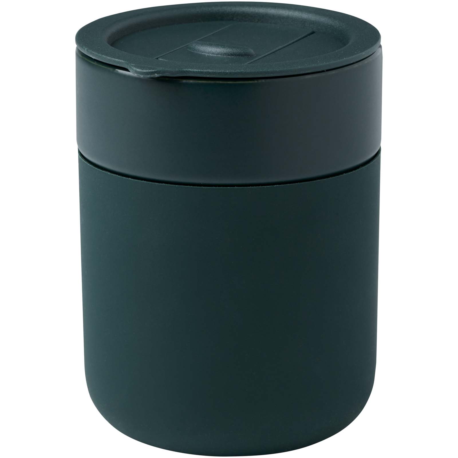 Java 330 ml Keramikbecher mit Silikonhülle und Kunststoffdeckel grün