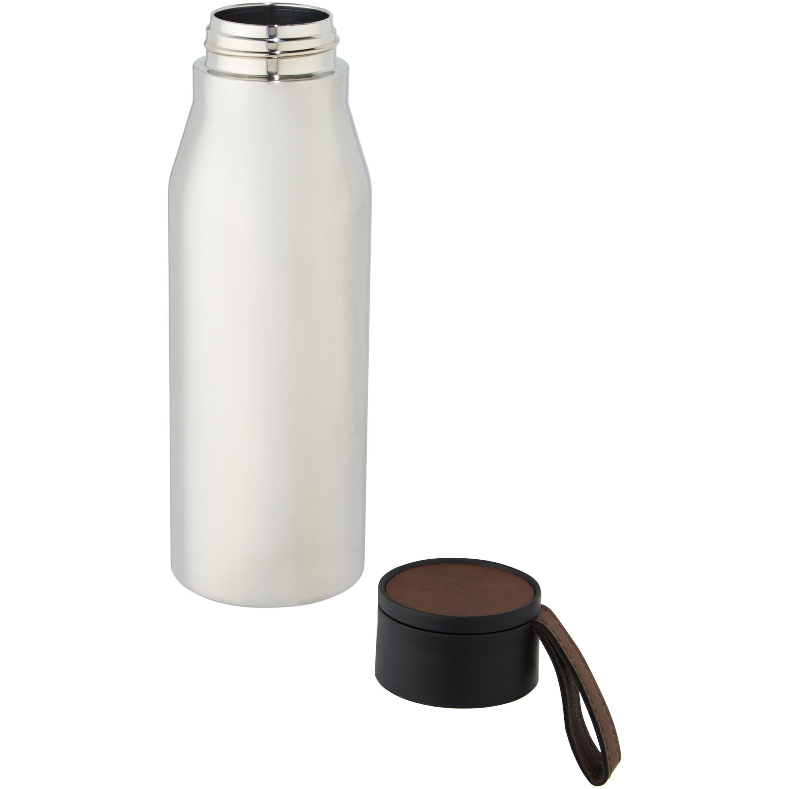 Ljungan 500 ml Kupfer-Vakuum Isolierflasche mit PU Kunststoffband und Deckel silber