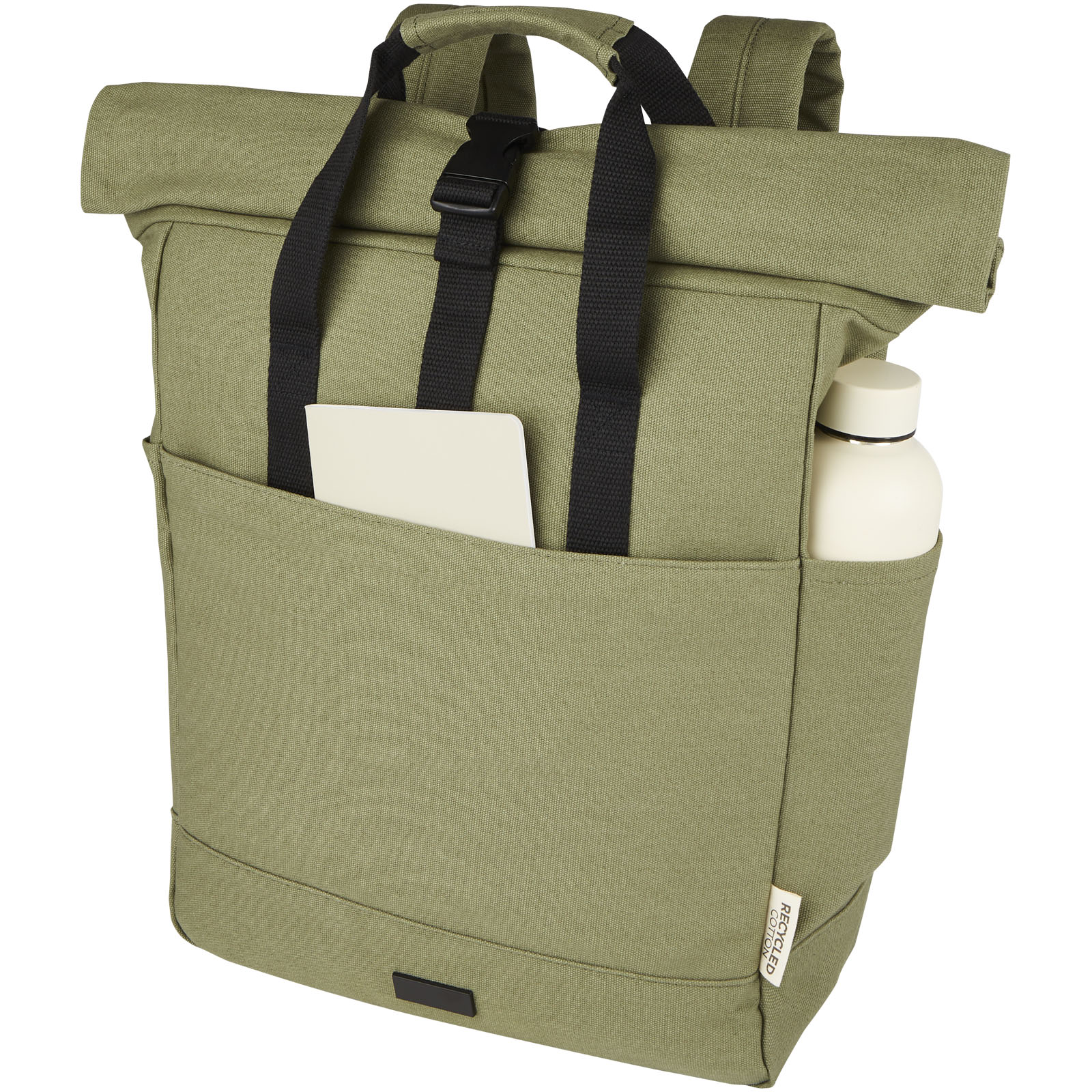 Joey 15" GRS Rolltop Laptoprucksack aus recyceltem Canvas 15 L olive