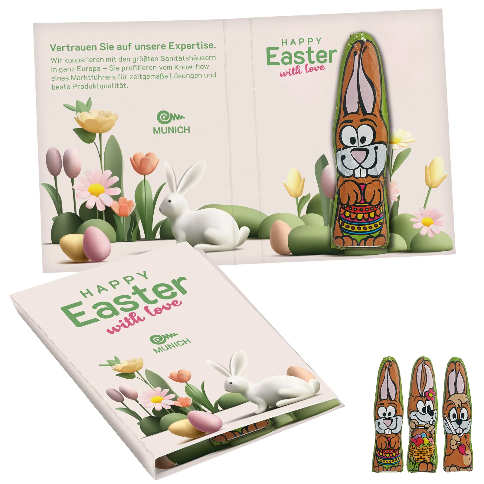 Süßes Briefchen mit MINI-Schoki-Osterhäschen „Standard“ - Eigenes Motiv