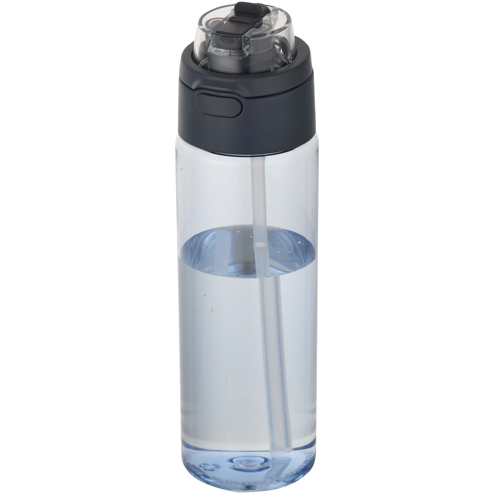 Theron 700 ml RCS Trinkflasche aus recyceltem Kunststoff mit Multifunktionsdeckel und Klappstrohhalm hale blau