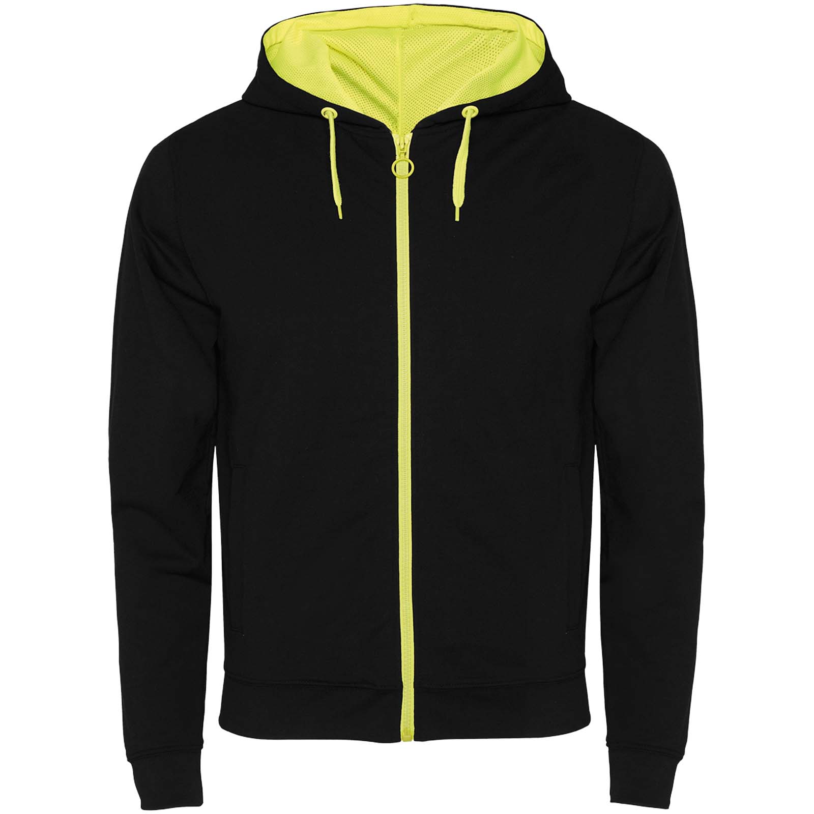 Fuji Kaputzensweatjacke Unisex schwarz, fluorgelb