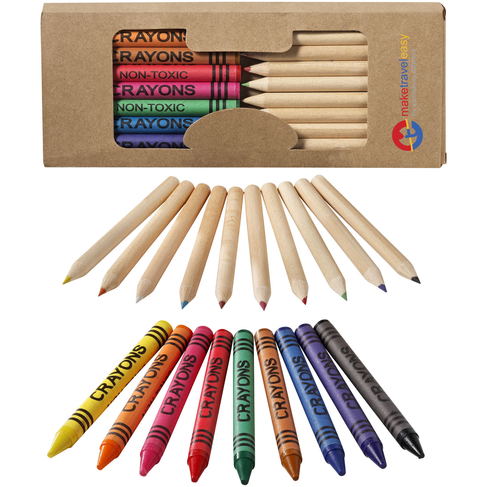 Lucky 19-teiliges Waxmal- und Buntstifte Set natur