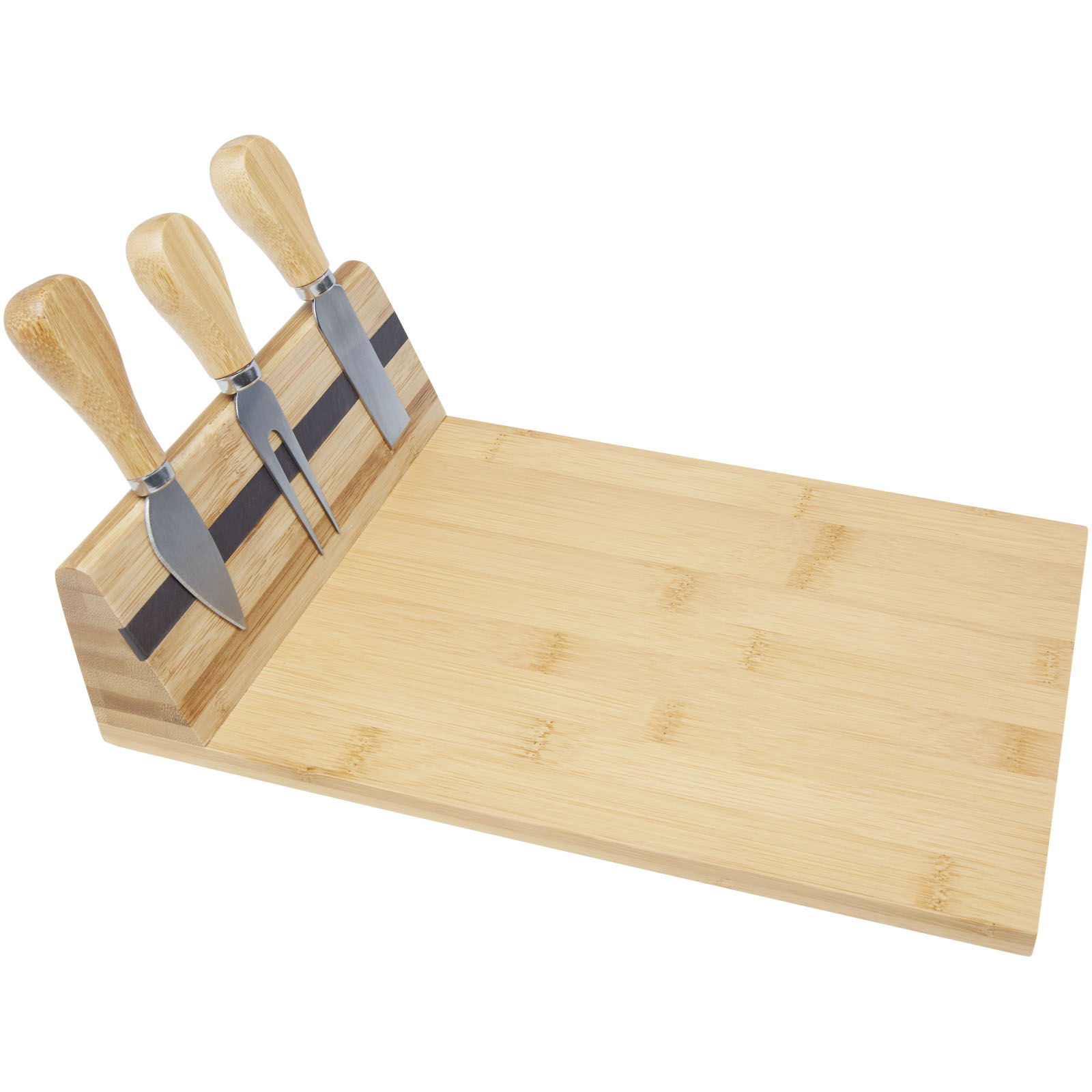 Mancheg Bambus Käseplatte mit Besteck magnetisch natural