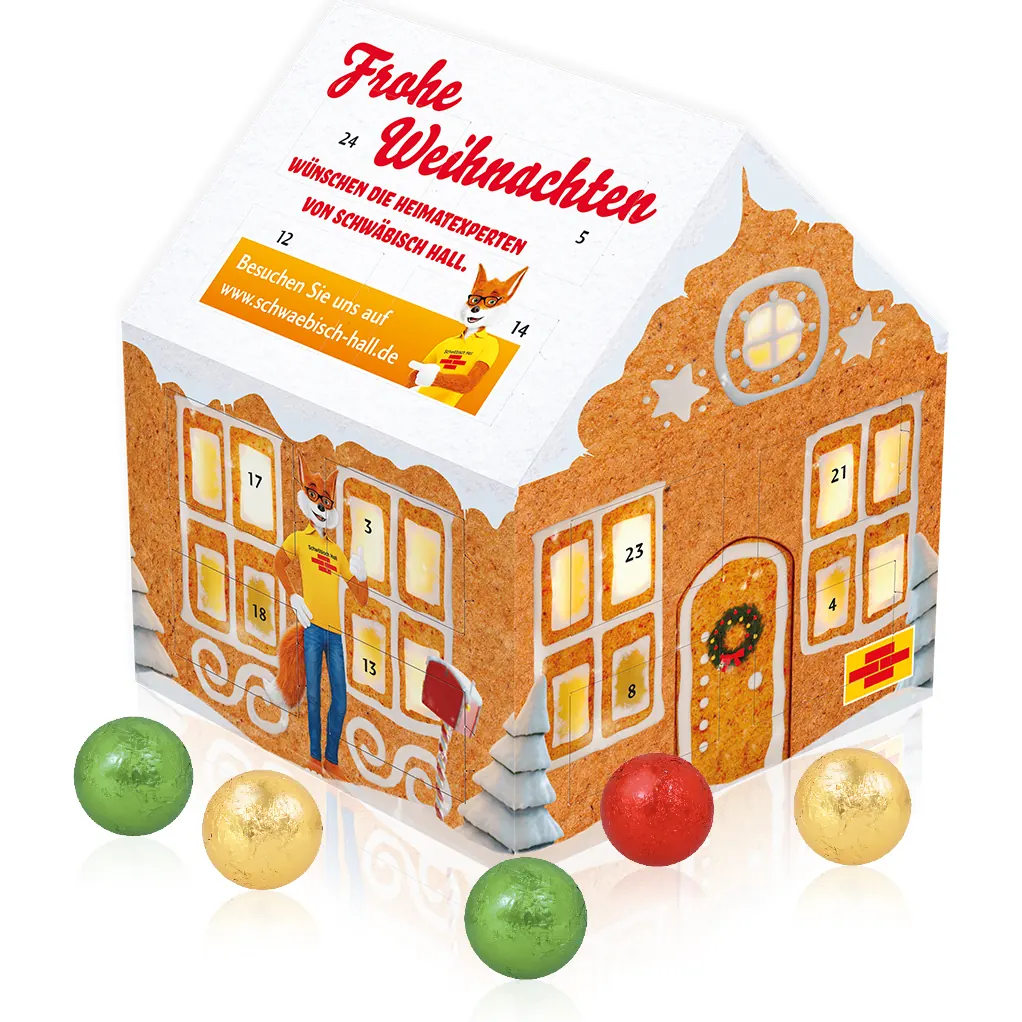 Adventskalender "Weihnachtshaus" Classic mit Fairtrade® Schokolade