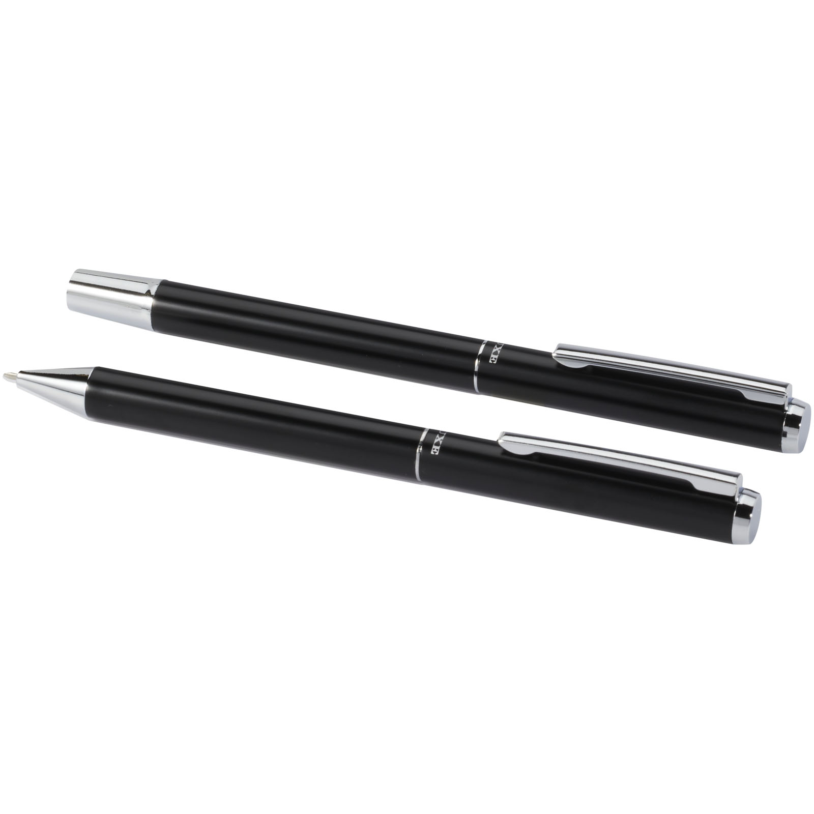 Lucetto Set mit Kugelschreiber und Tintenroller aus recyceltem Aluminium (schwarze Mine) schwarz