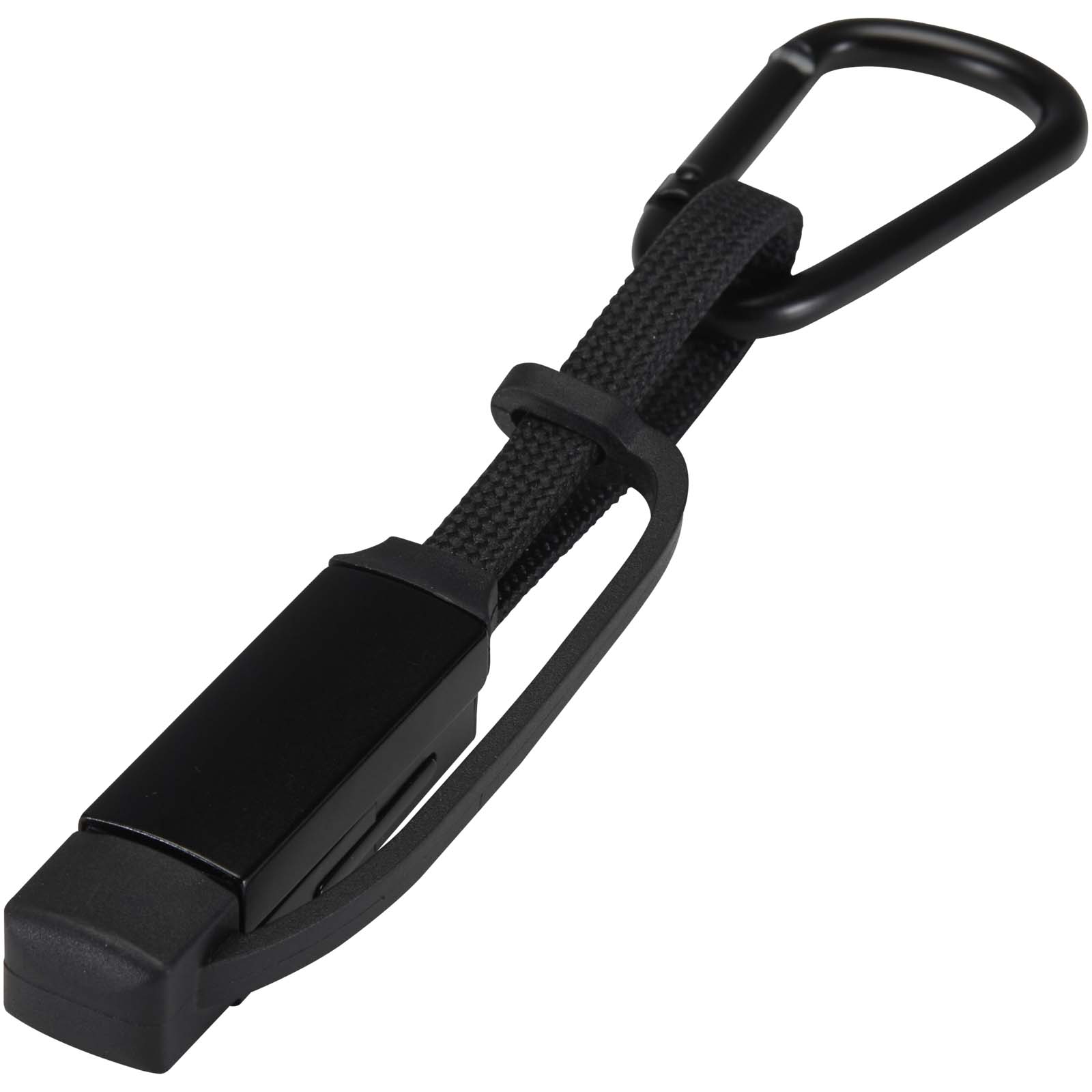 Algieba 65 W 3-in-1-Ladekabel aus recyceltem Aluminium mit Karabinerhaken schwarz