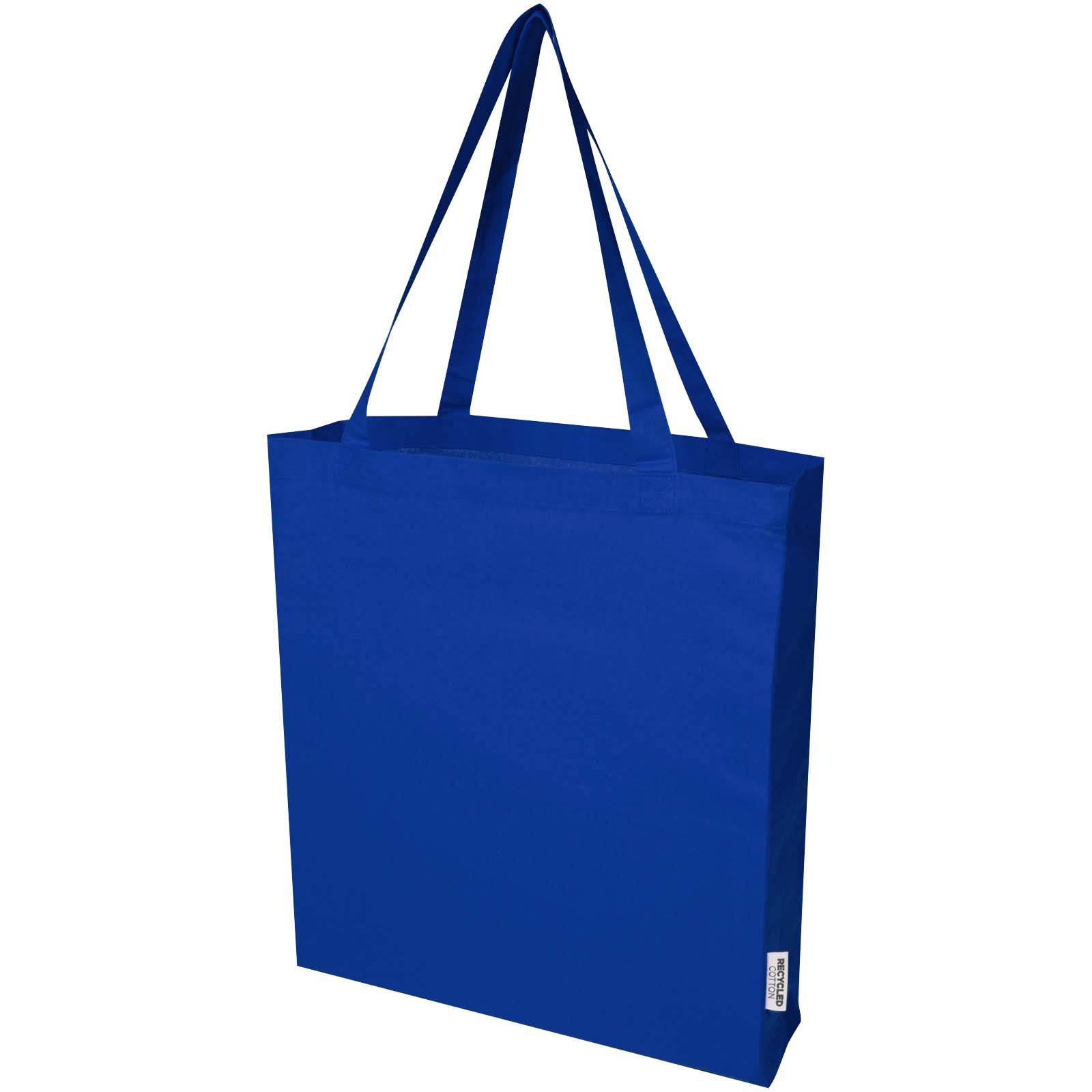 Madras 140 g/m² Baumwoll Tragetasche mit Seitenfalten aus GRS recycelter Baumwolle 12L royalblau