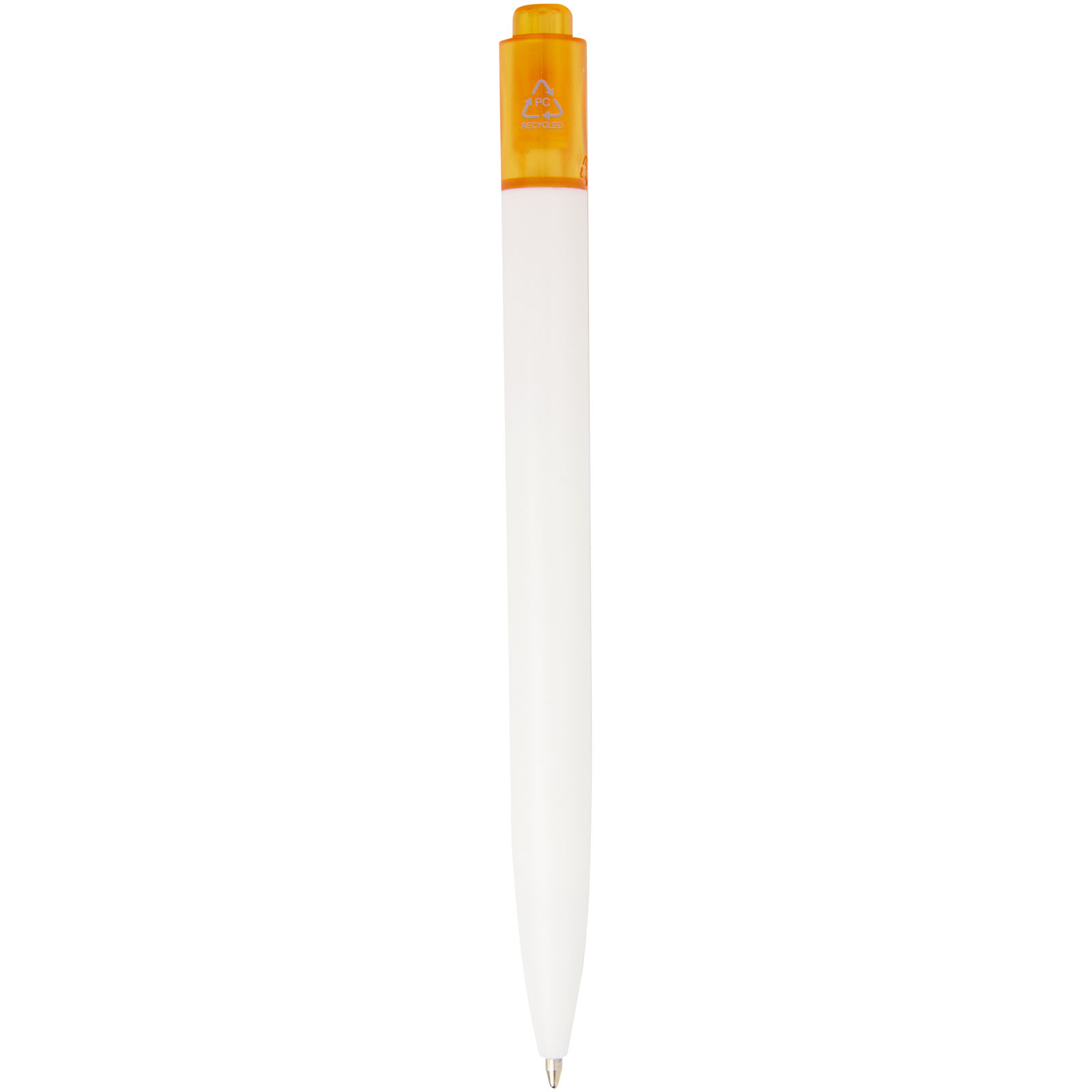 Thalaasa Kugelschreiber aus Ocean Bound-Kunststoff (schwarze Mine) transparent orange, weiss