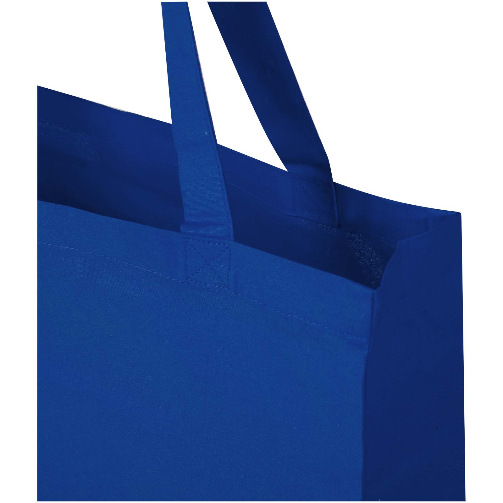 Madras 140 g/m² Baumwoll Tragetasche mit Seitenfalten aus GRS recycelter Baumwolle 12L royalblau
