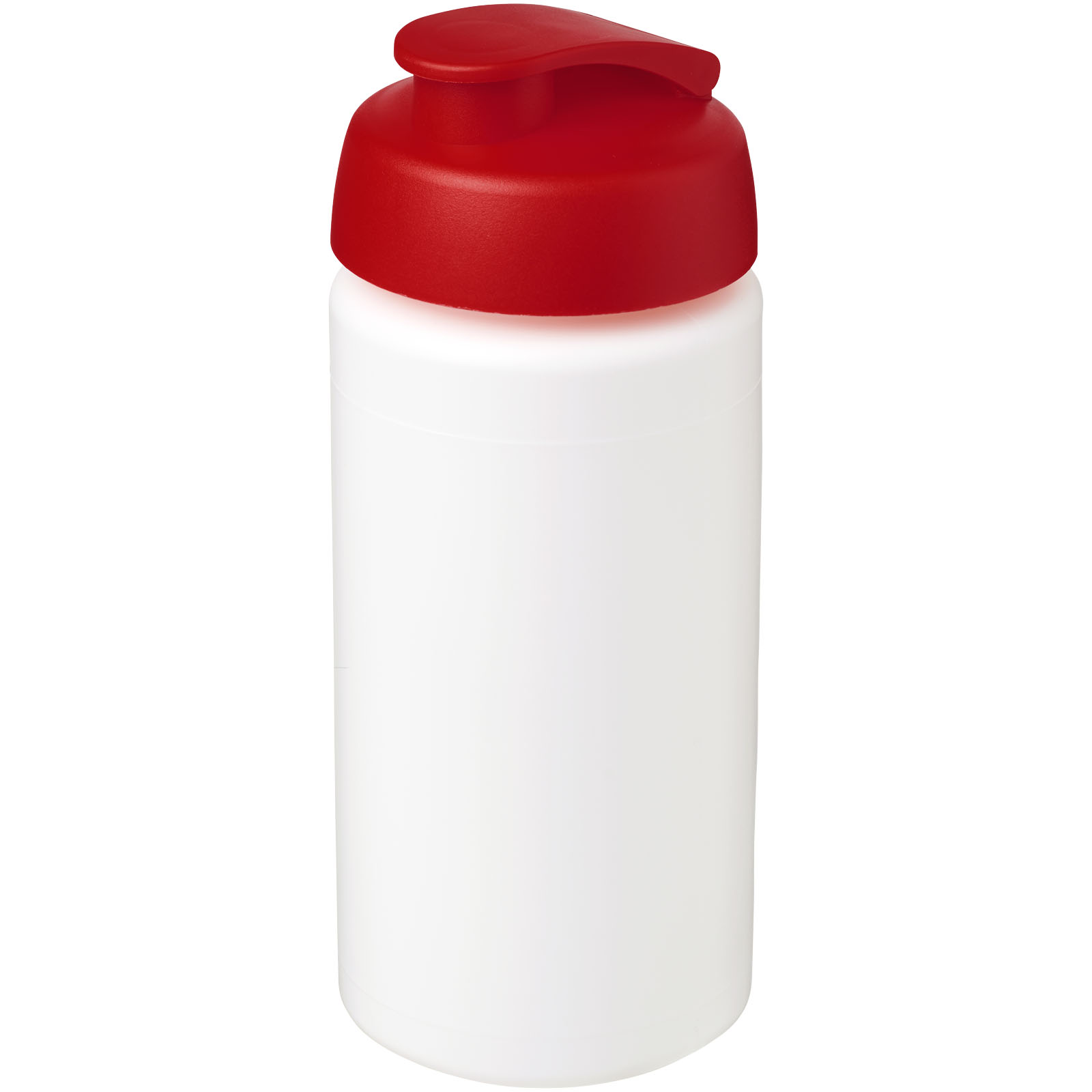 Baseline® Plus grip 500 ml Sportflasche mit Klappdeckel weiss, rot
