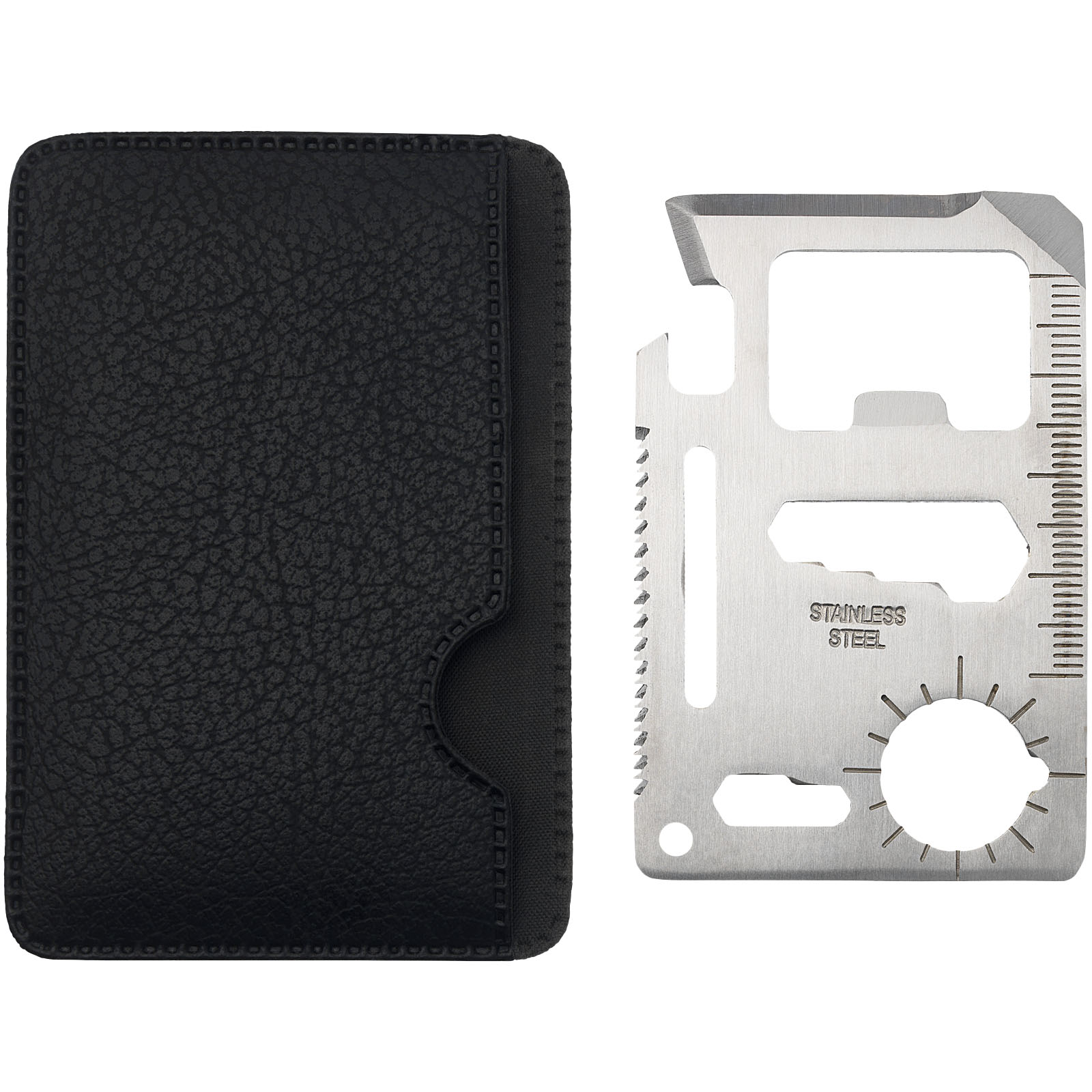 Saki Taschen Werkzeugkarte mit 15 Funktionen silber, schwarz