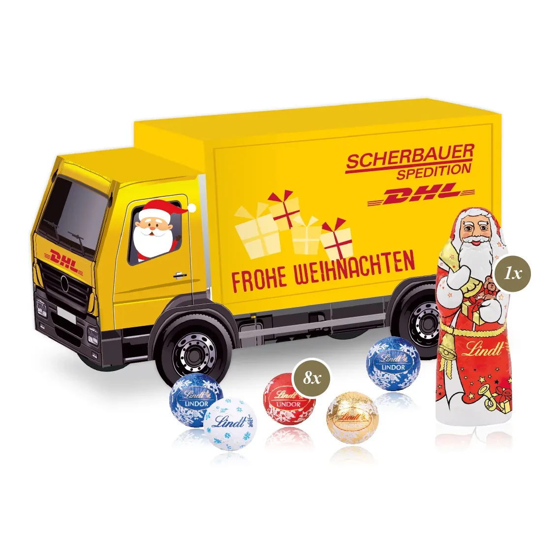 3D Präsent "LKW" mit Lindt Minis und Nikolaus