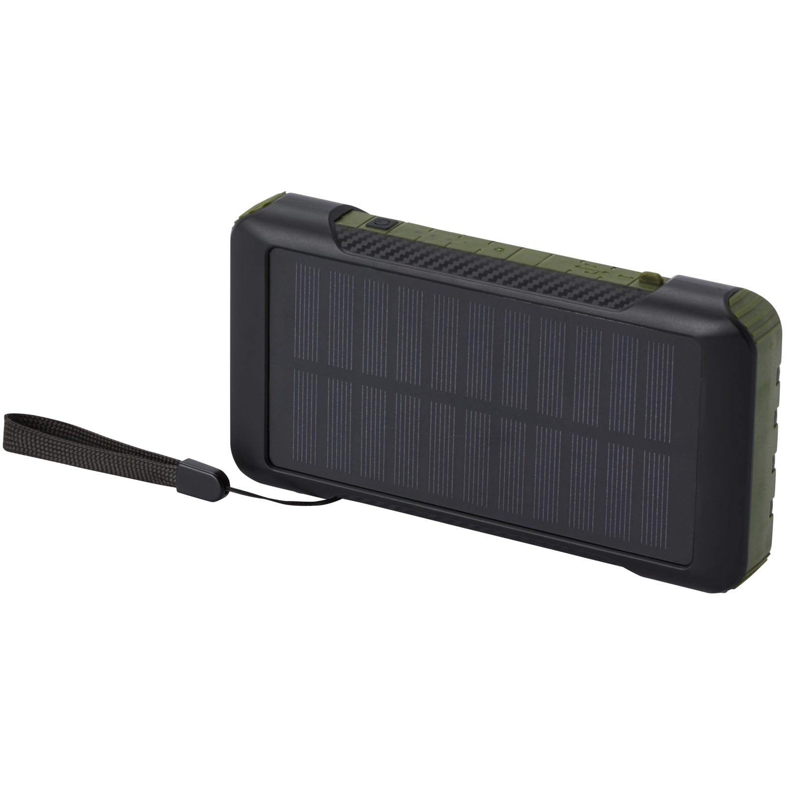Soldy 10.000 mAh Solardynamo-Powerbank aus recyceltem GRS Kunststoff armeegrün