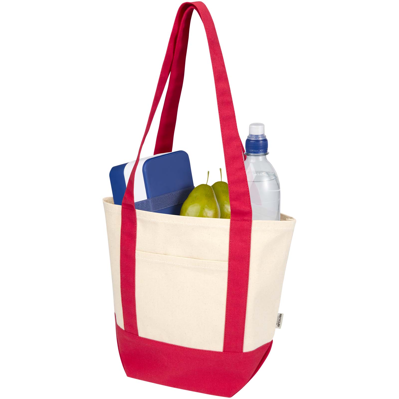 Sam 320 g/m² Mini-Tragetasche aus GRS recycelter Baumwolle rot, natur