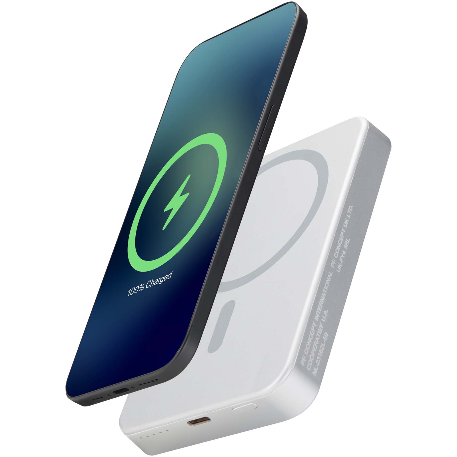 Avis 10.000 mAh RCS Powerbank aus recyceltem Aluminium mit Magnetfunktion silber