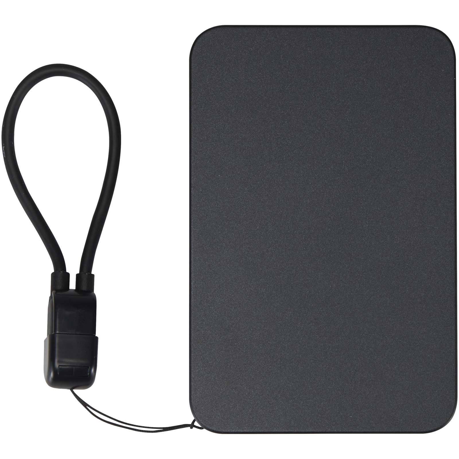 SMART 5000 mAh Powerbank aus recyceltem Kunststoff mit Magnetverschluss und Lanyard schwarz