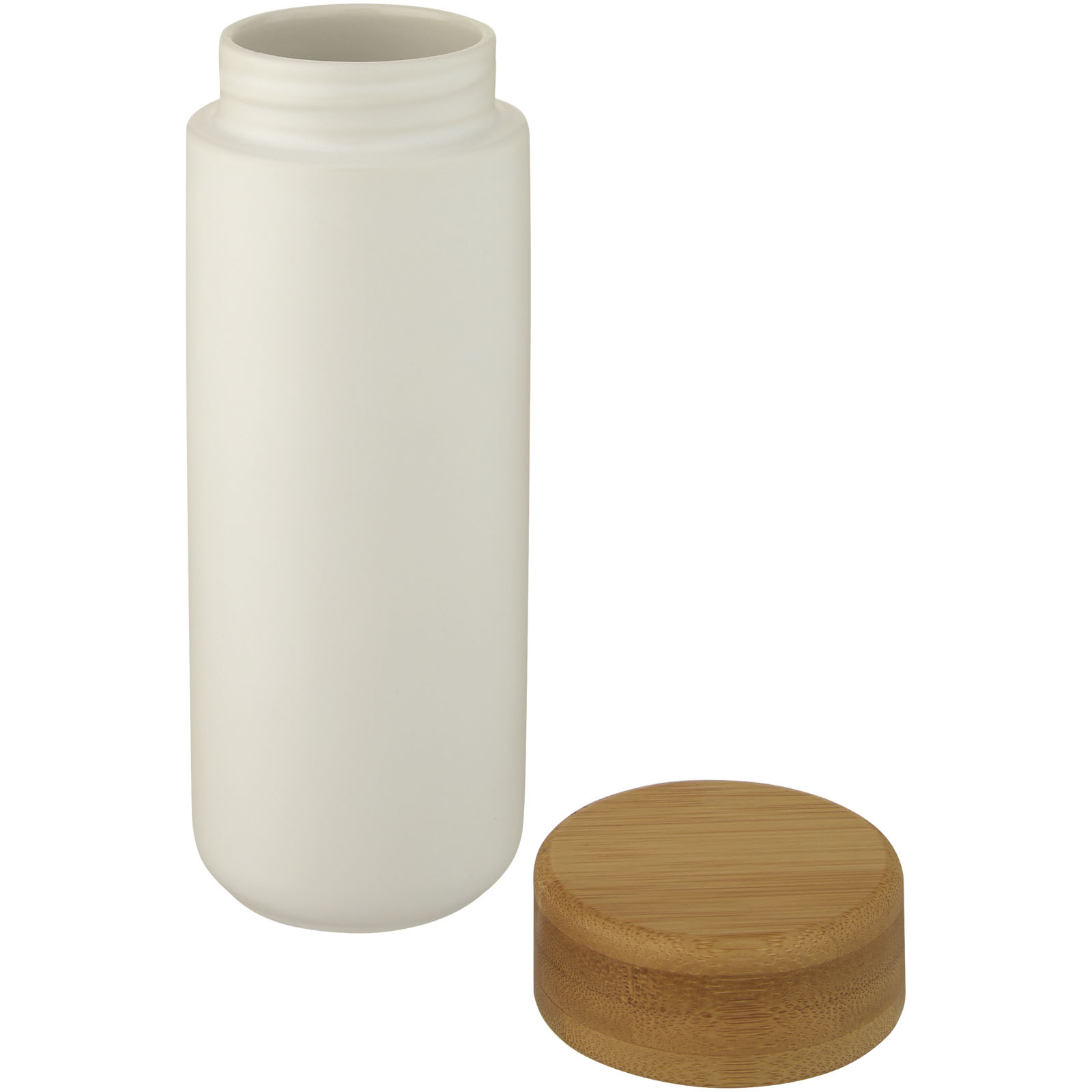 Lumi 300 ml Keramikbecher mit Bambusdeckel weiss
