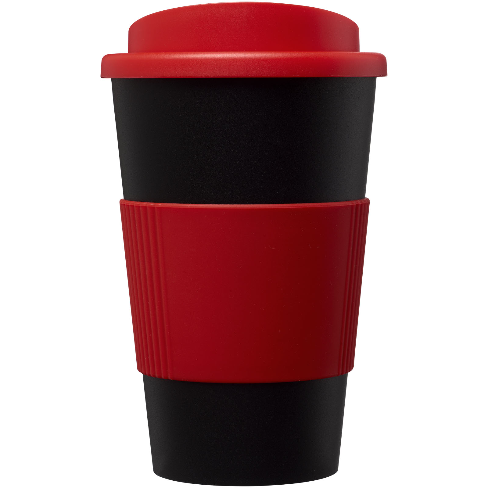 Americano® 350 ml Isolierbecher mit Schutzring schwarz, rot
