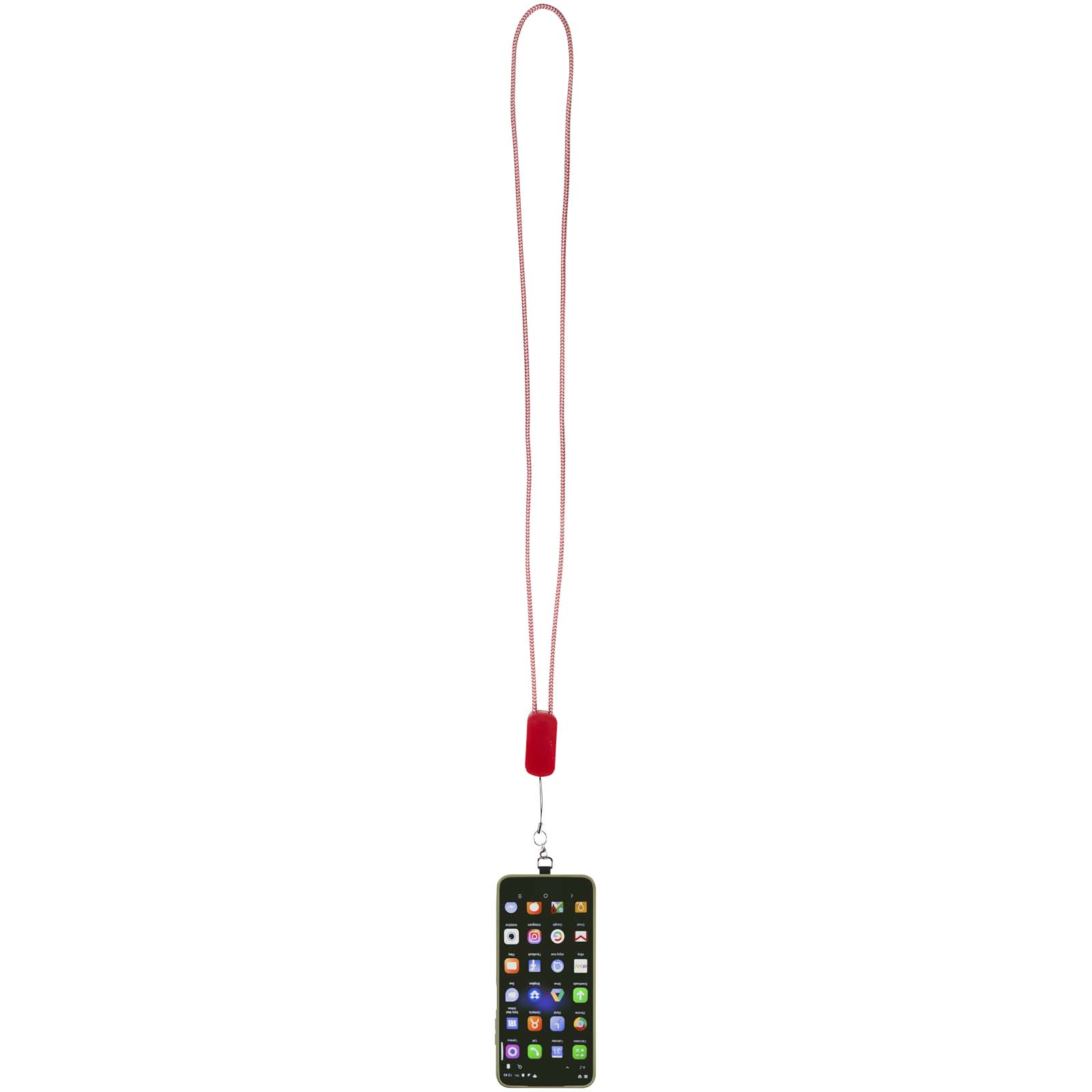 Anser Smartphone Lanyard aus recyceltem Kunststoff mit 27 W 5-in-1 integriertem Kabel rot