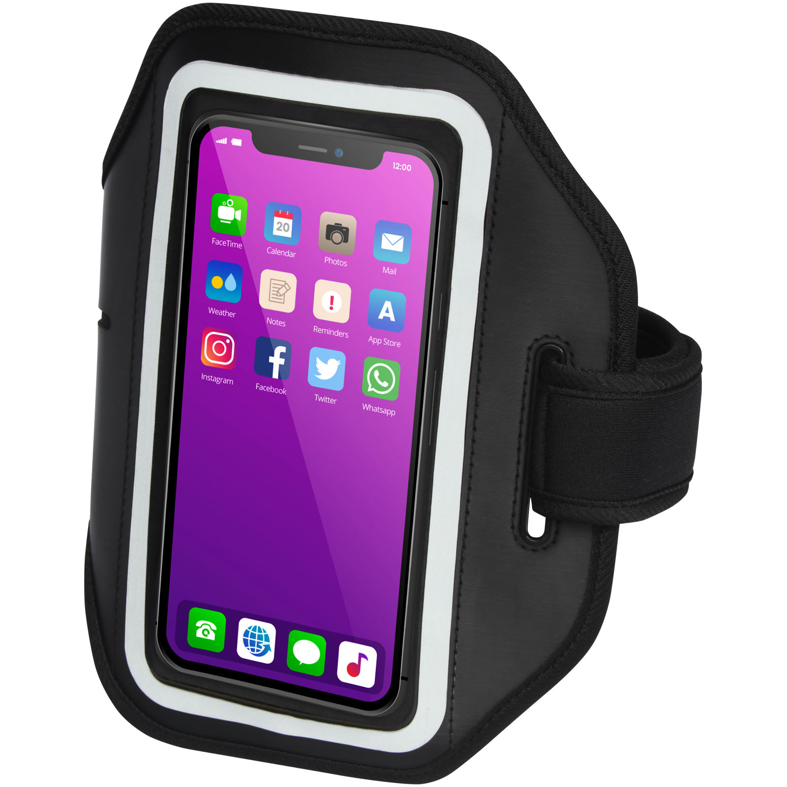 Haile reflektierendes Smartphone Armband mit transparenter Abdeckung schwarz