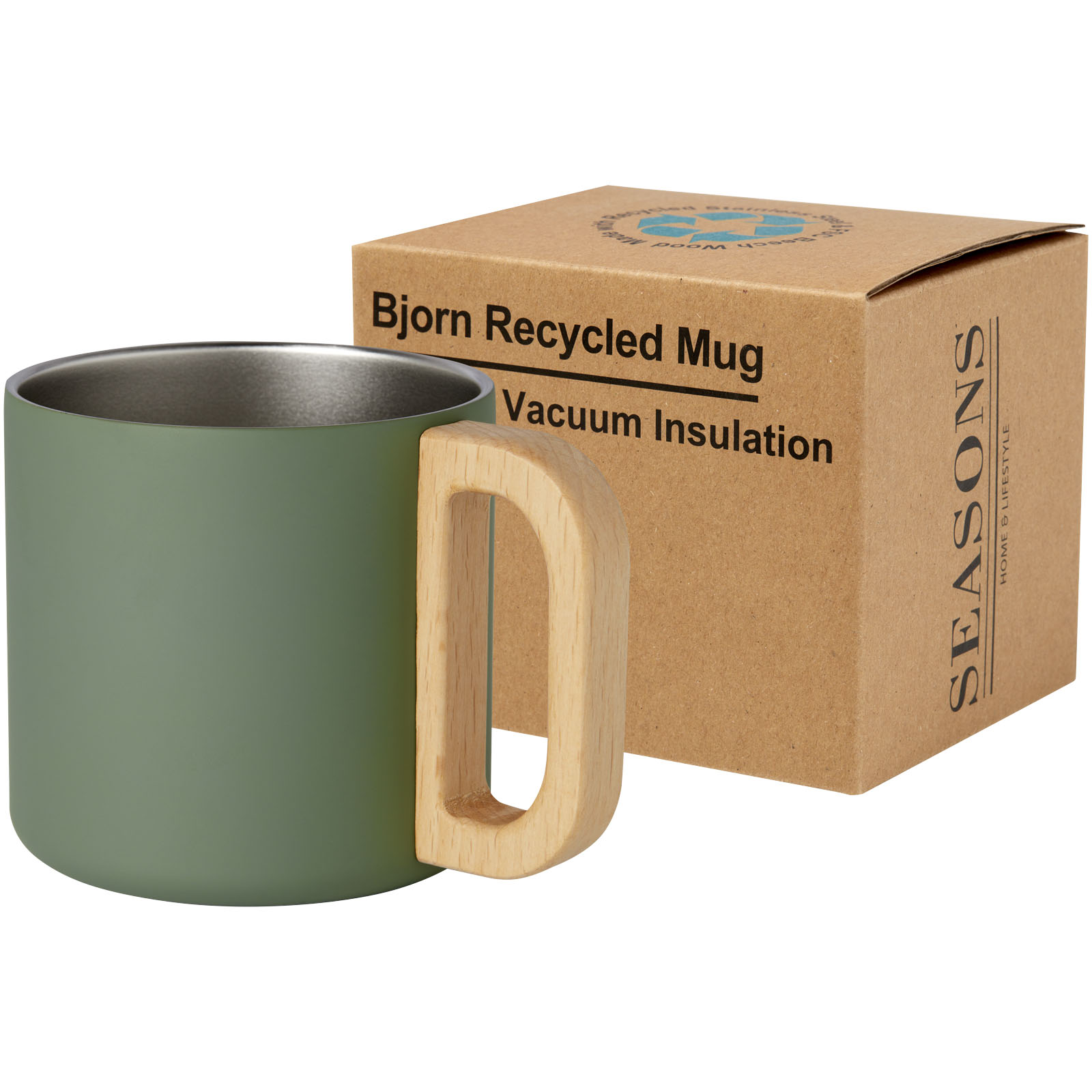 Bjorn RCS-zertifizierter Becher aus recyceltem Edelstahl mit Kupfer-Vakuumisolierung, 360 ml heather grün