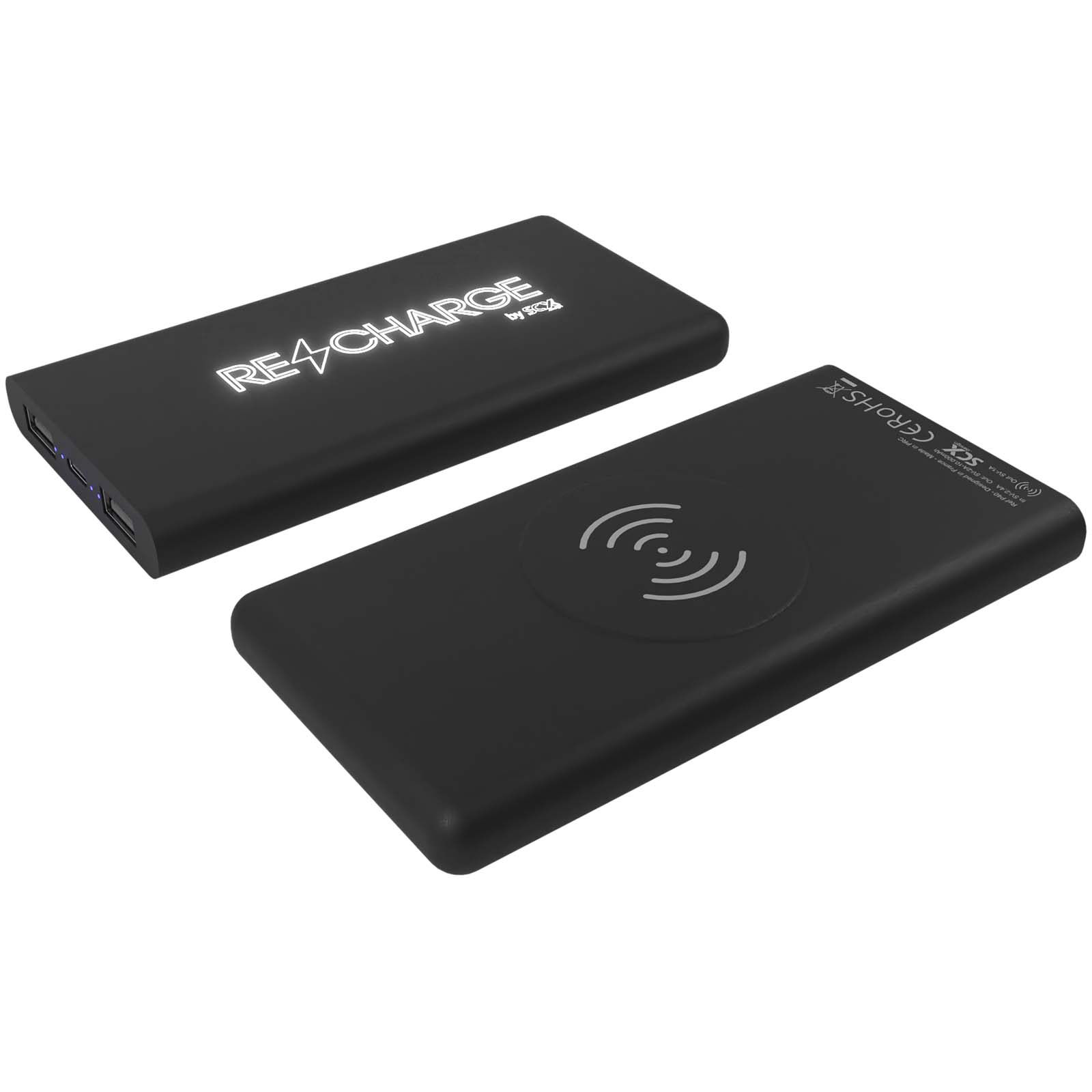 SCX.design P40 10.000 mAh kabellose Powerbank mit Leuchtlogo schwarz