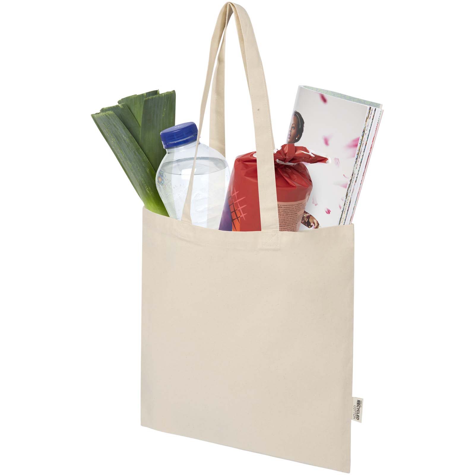 Madras Blend 140 g/m² Tragetasche aus GRS-recycelter Baumwolle 7L natur