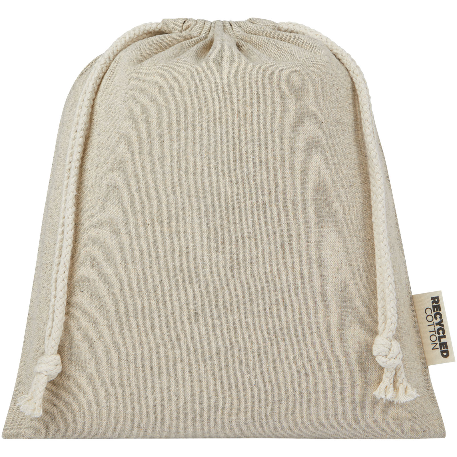 Pheebs 150 g/m² GRS Zuziehbeutel aus Recyclingbaumwolle mittel 1,5 l heather natur