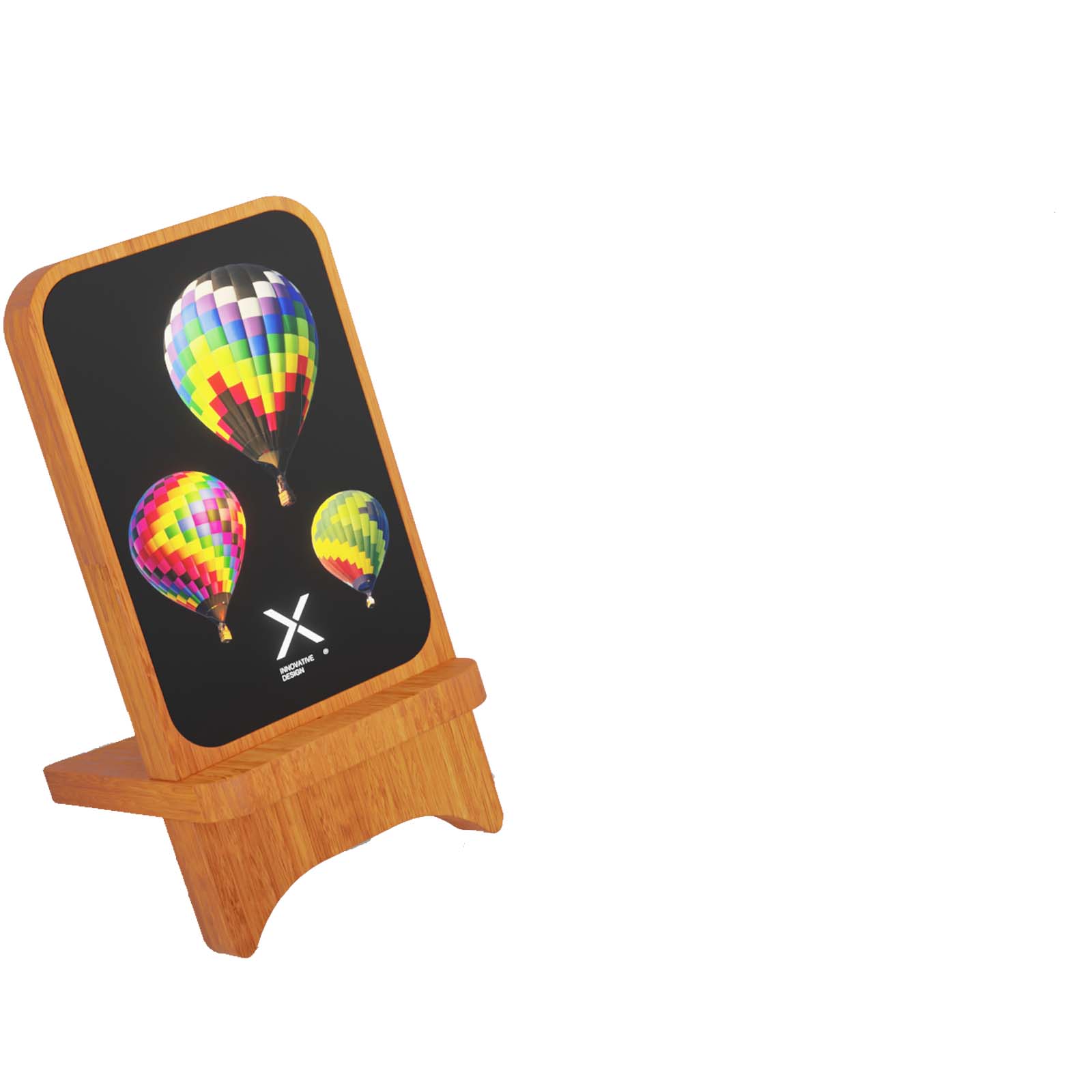 SCX.design W16 kabelloser 15-Watt-Ladeständer aus Holz mit Leuchtlogo holz