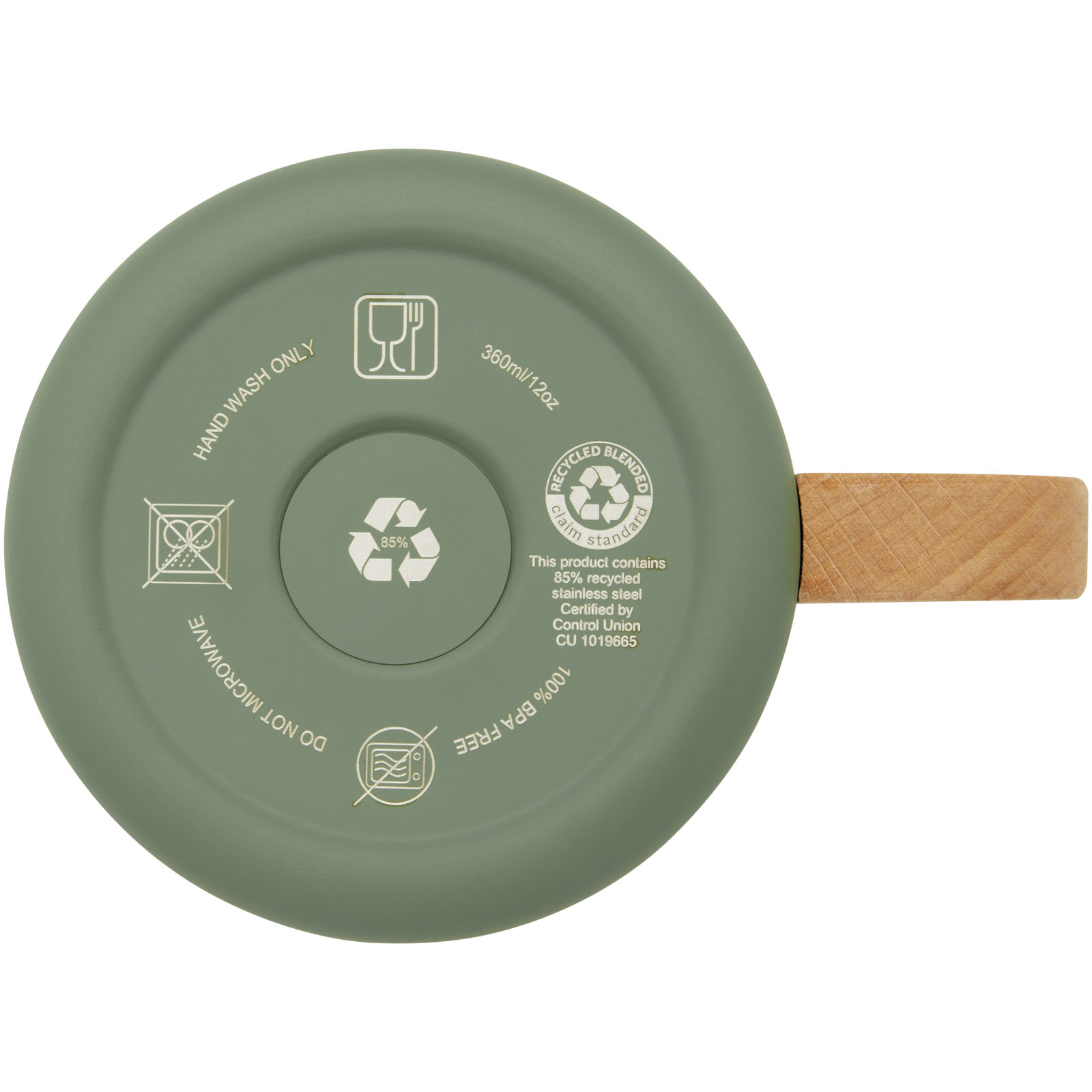 Bjorn RCS-zertifizierter Becher aus recyceltem Edelstahl mit Kupfer-Vakuumisolierung, 360 ml heather grün