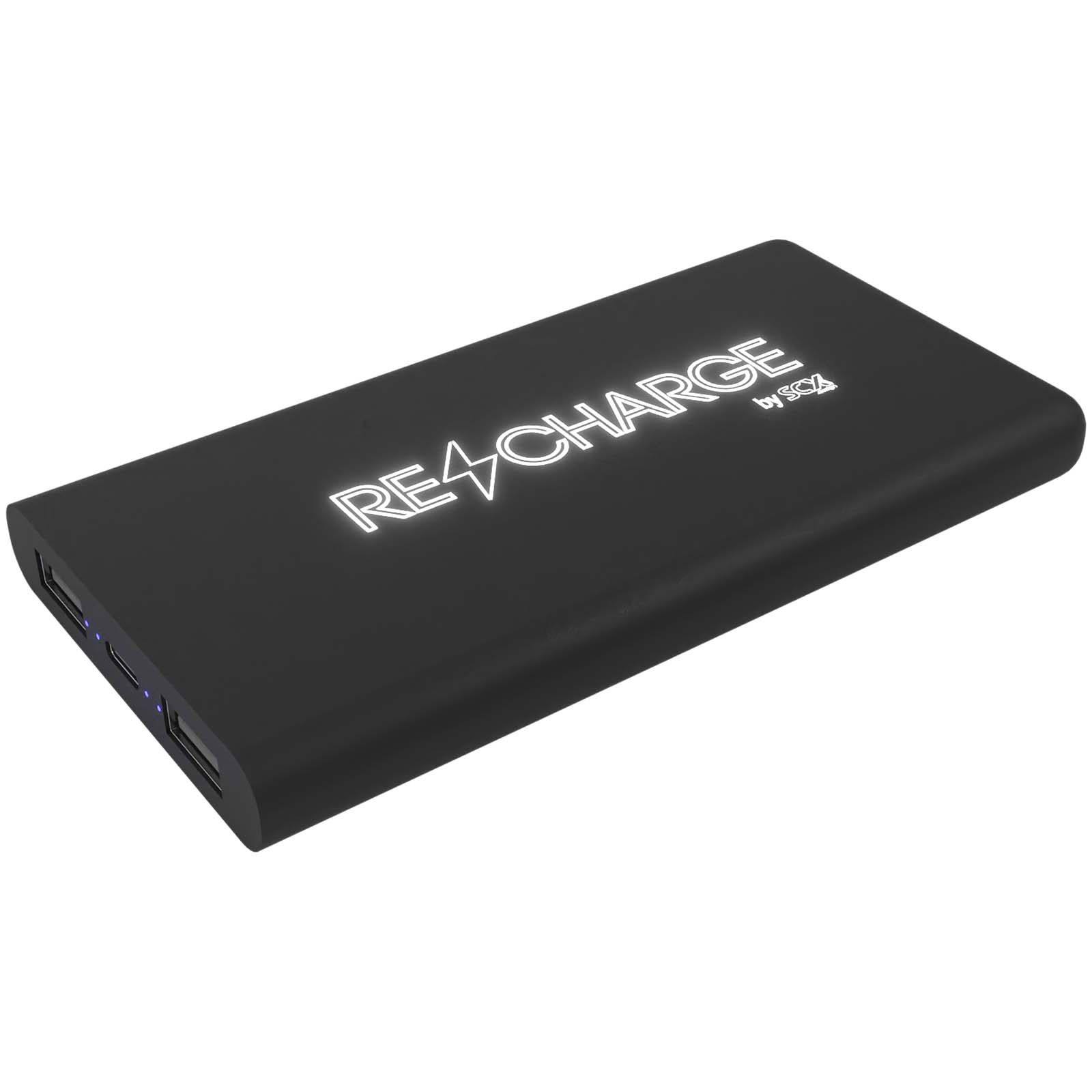 SCX.design P40 10.000 mAh kabellose Powerbank mit Leuchtlogo schwarz