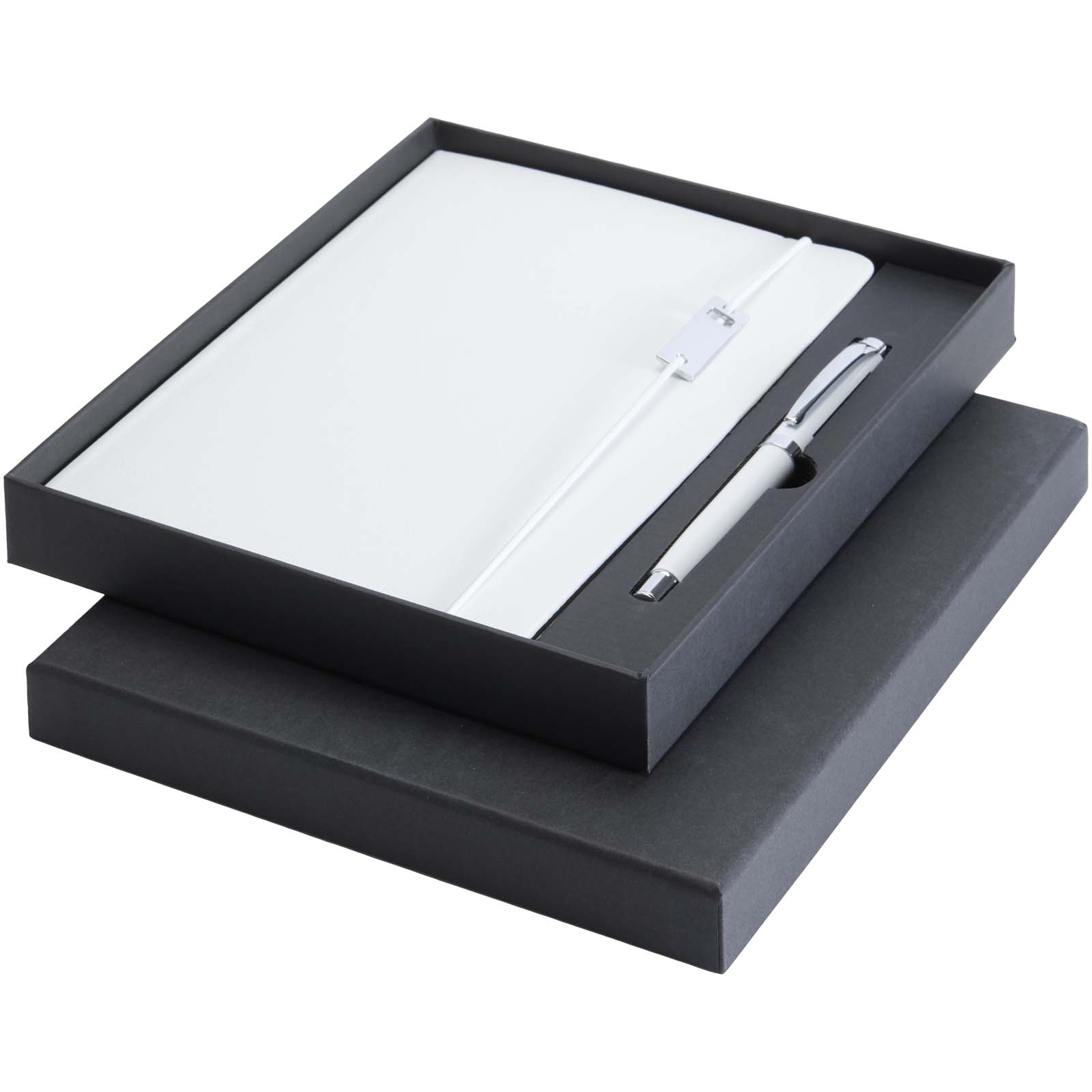 Legato Elegance A5 Hardcover Notizbuch mit Tintenroller Set weiss, weiss